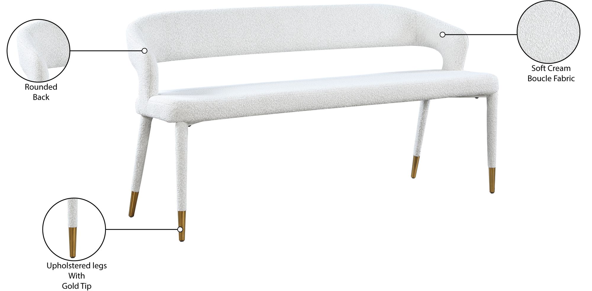 Destiny Boucle Fabric Bench