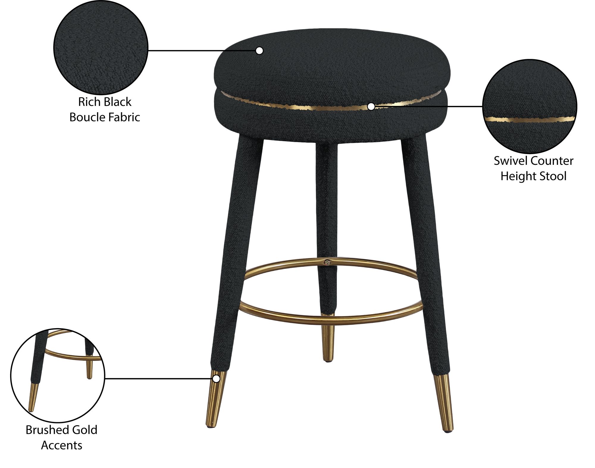 Coral Boucle Fabric Swivel Counter Stool