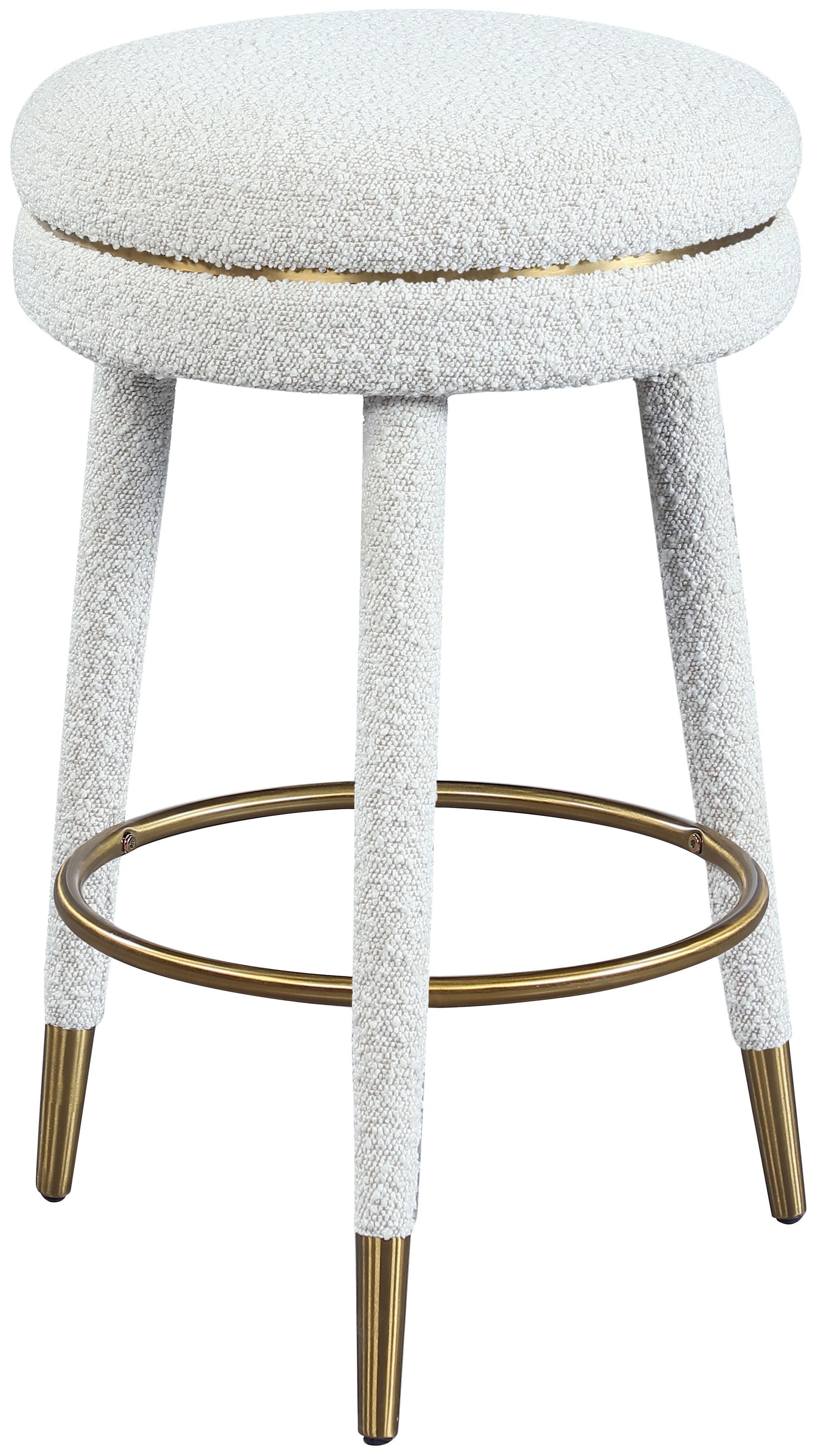 Coral Boucle Fabric Swivel Counter Stool