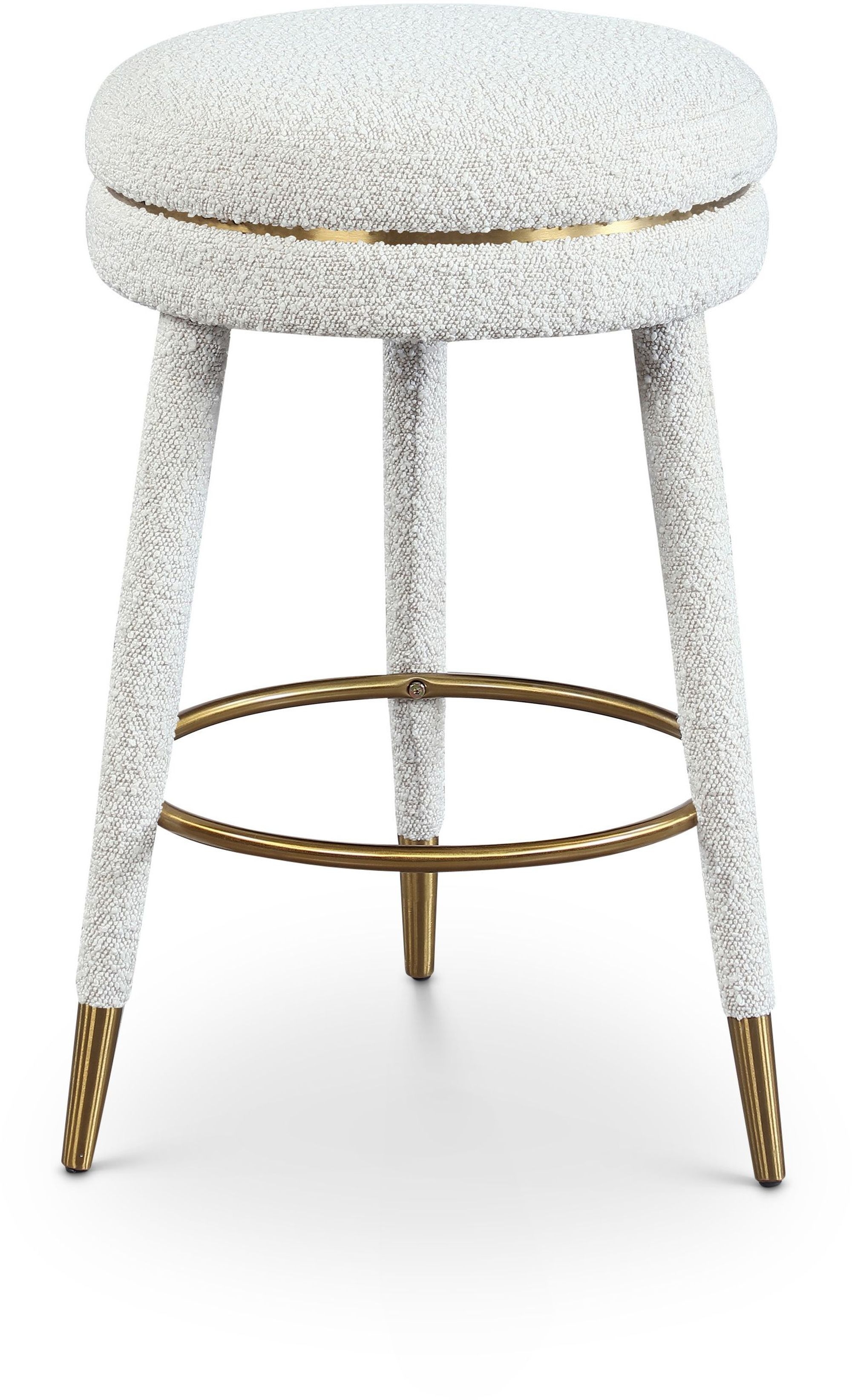 Coral Boucle Fabric Swivel Counter Stool
