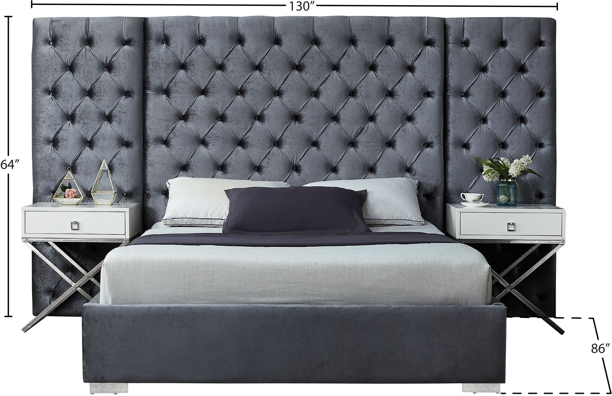 Grande Velvet King Size Bed