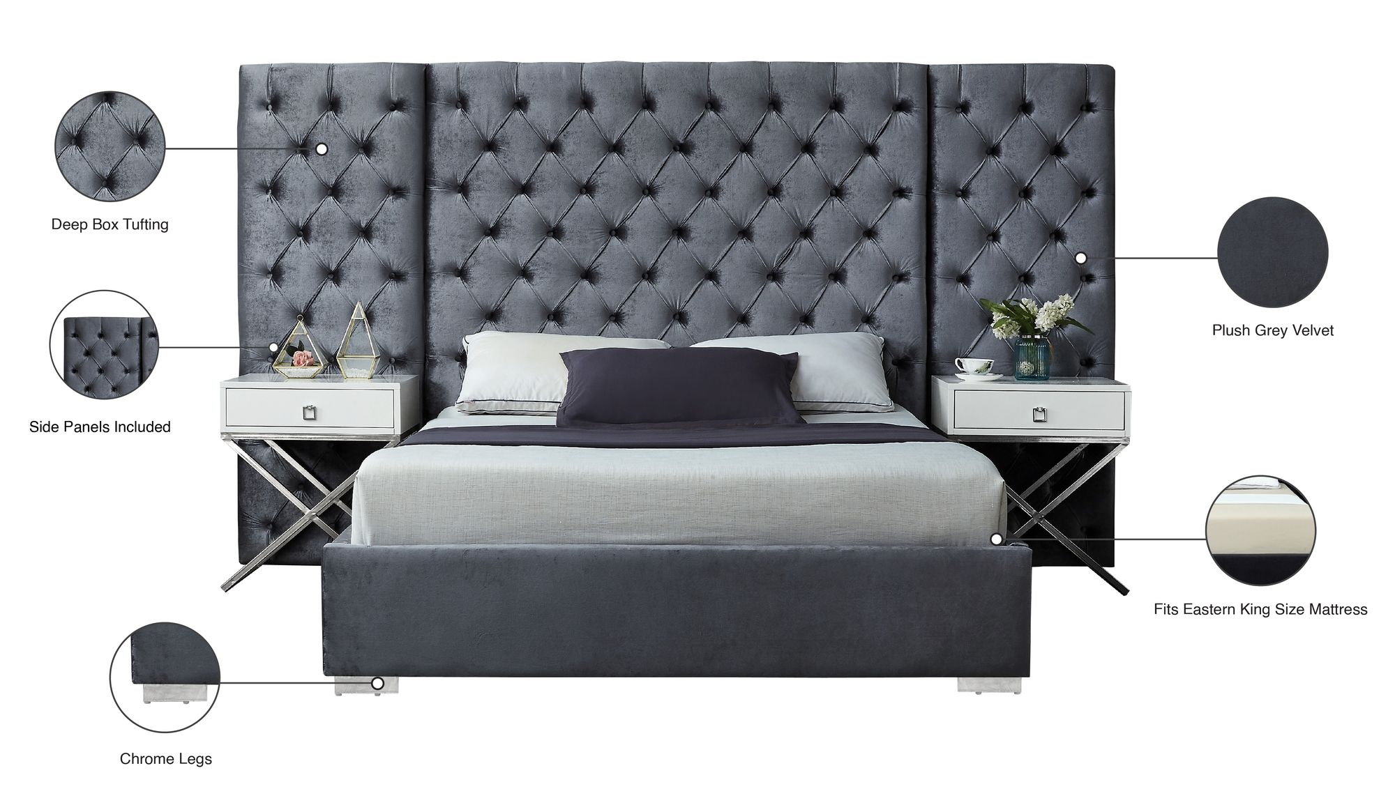 Grande Velvet King Size Bed