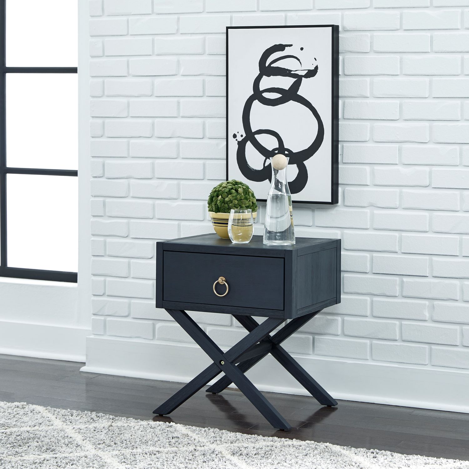 1-Drawer Accent Table | East End X-Base Side Table