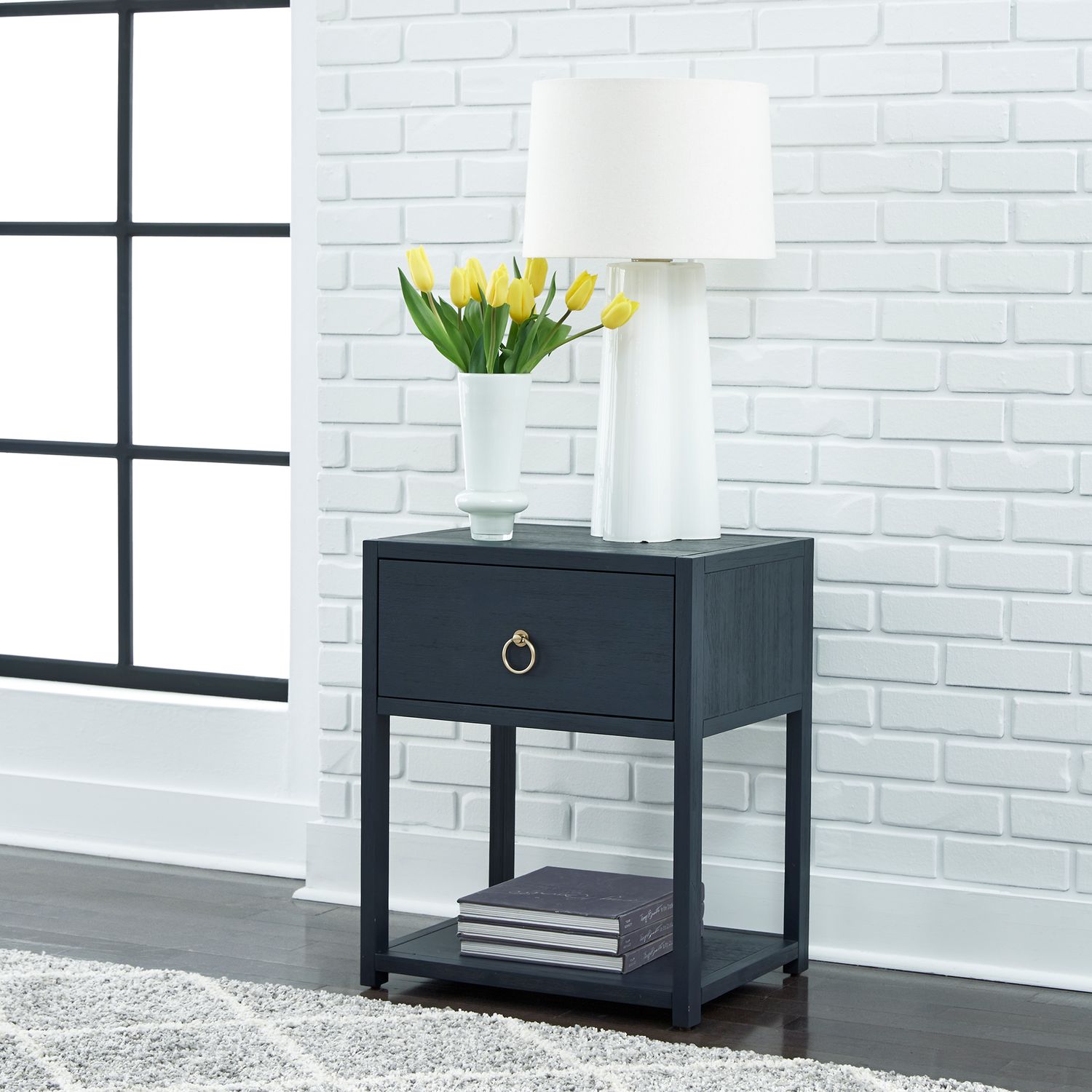 East End Rectangular MDF & Wood Veneer Accent Table w/Shelf & Drawer