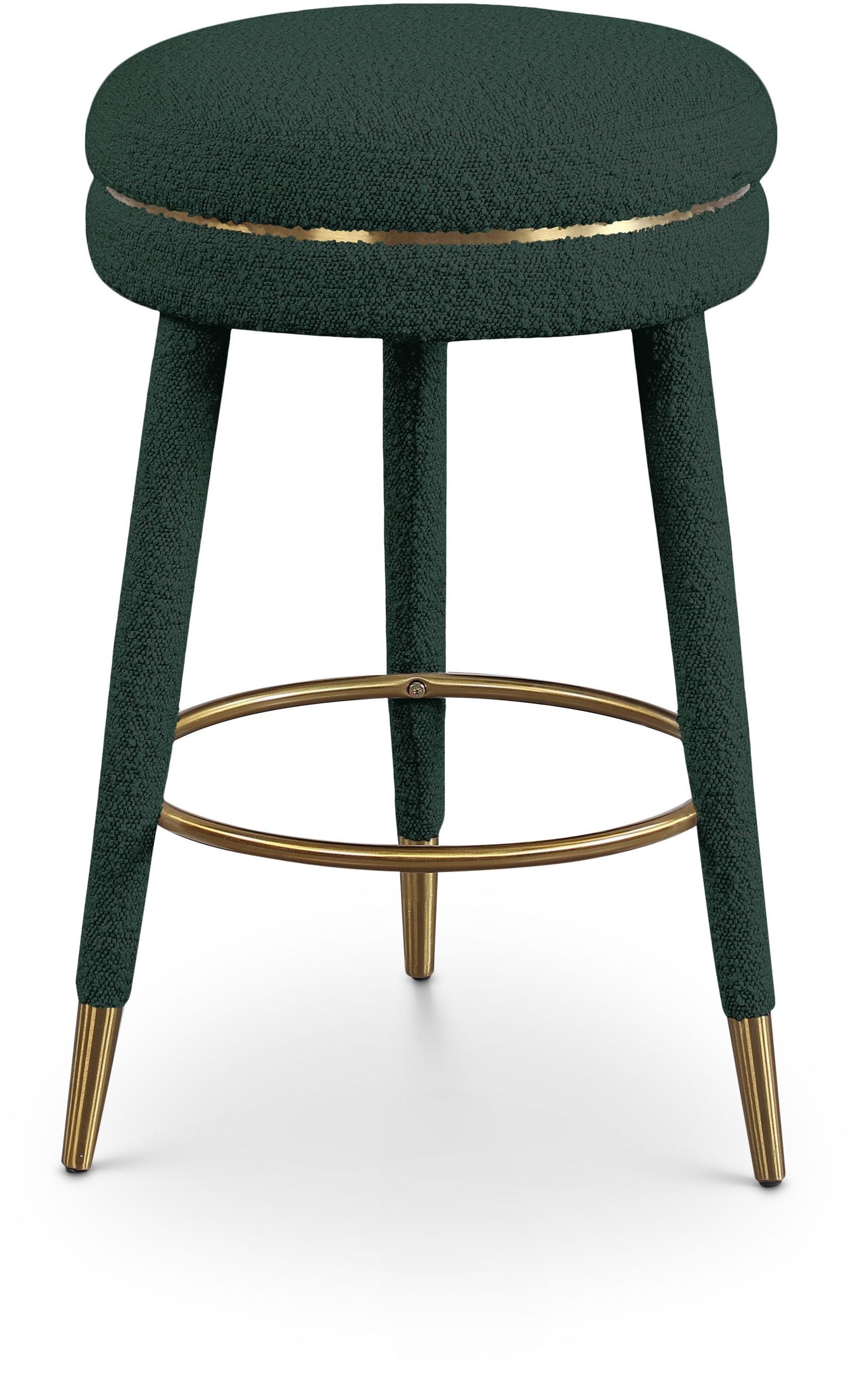 Coral Boucle Fabric Swivel Counter Stool