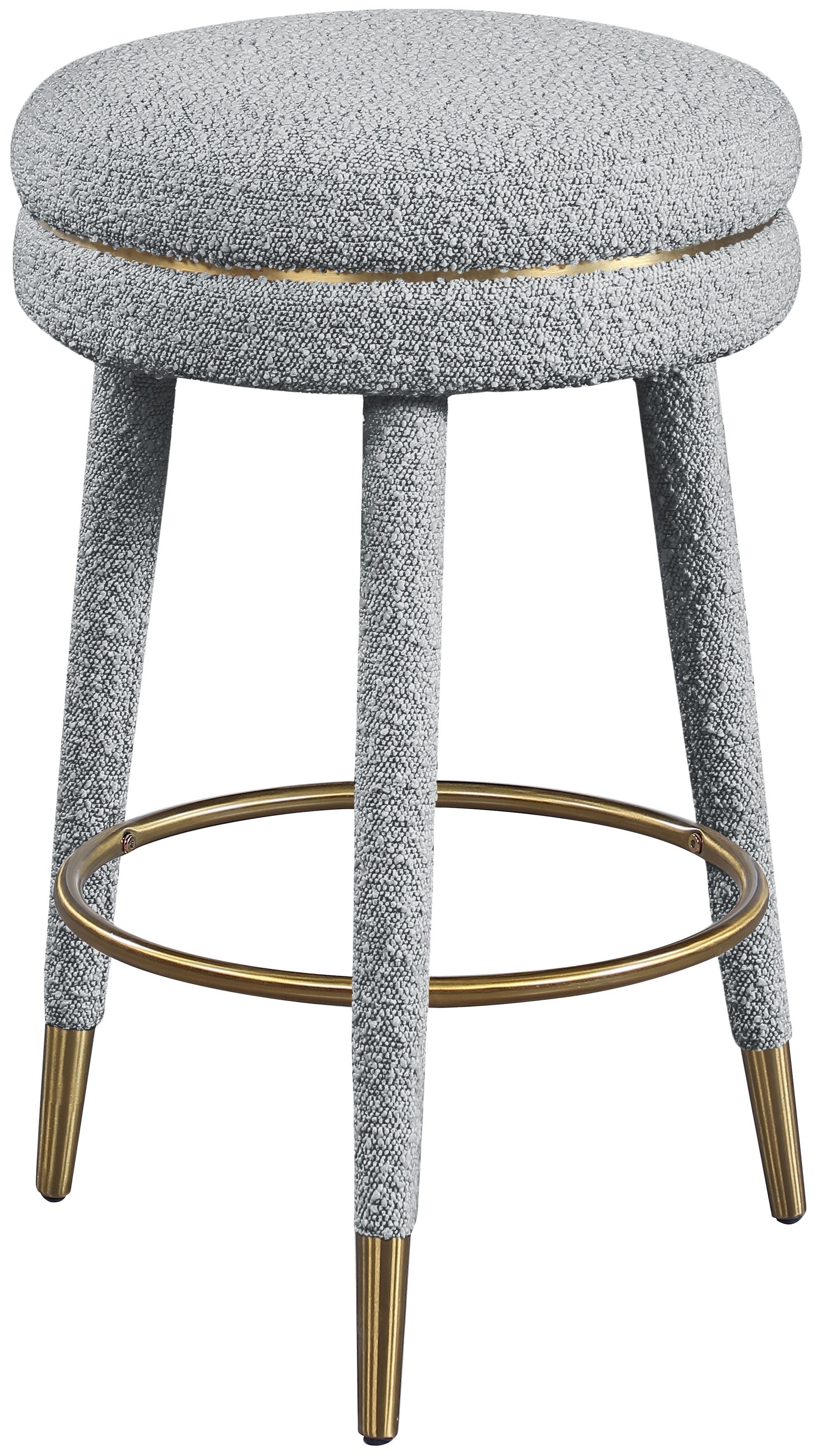 Coral Boucle Fabric Swivel Counter Stool