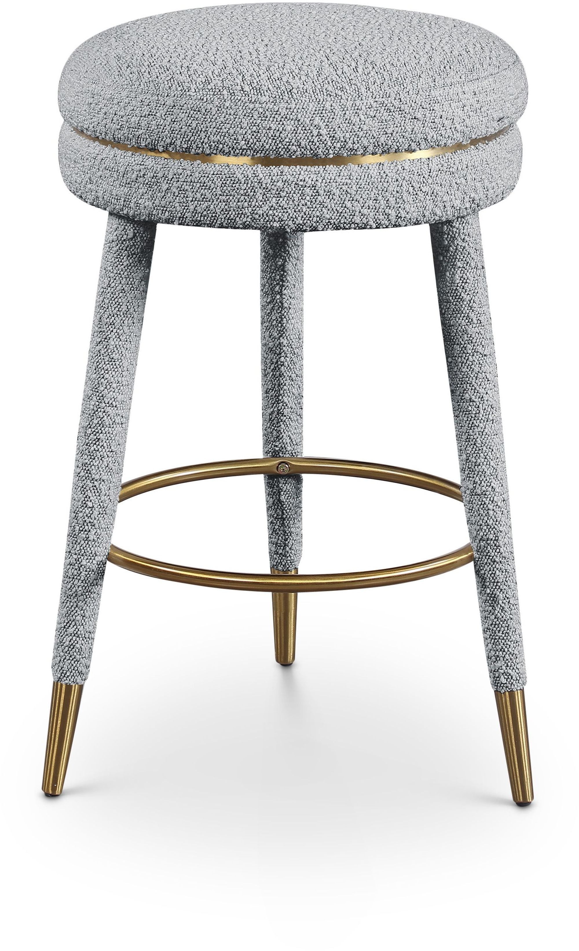 Coral Boucle Fabric Swivel Counter Stool