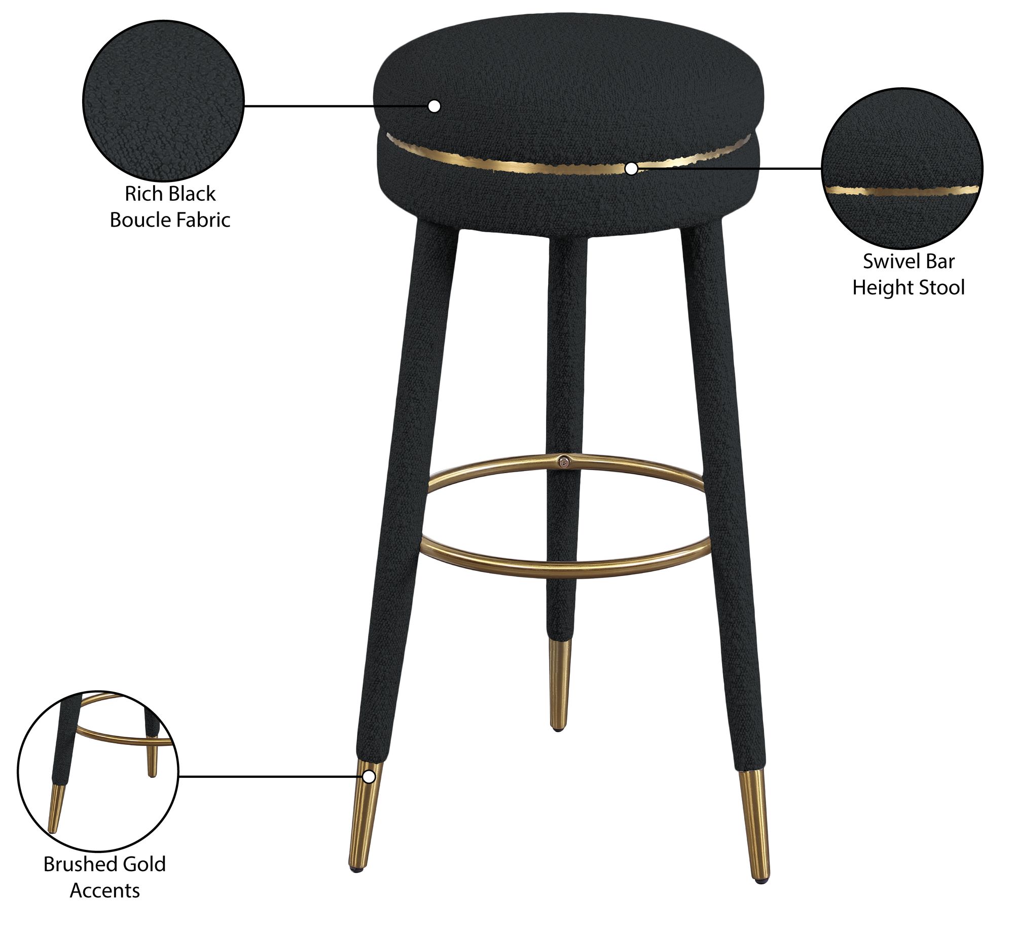 Coral Boucle Fabric Swivel Bar Stool