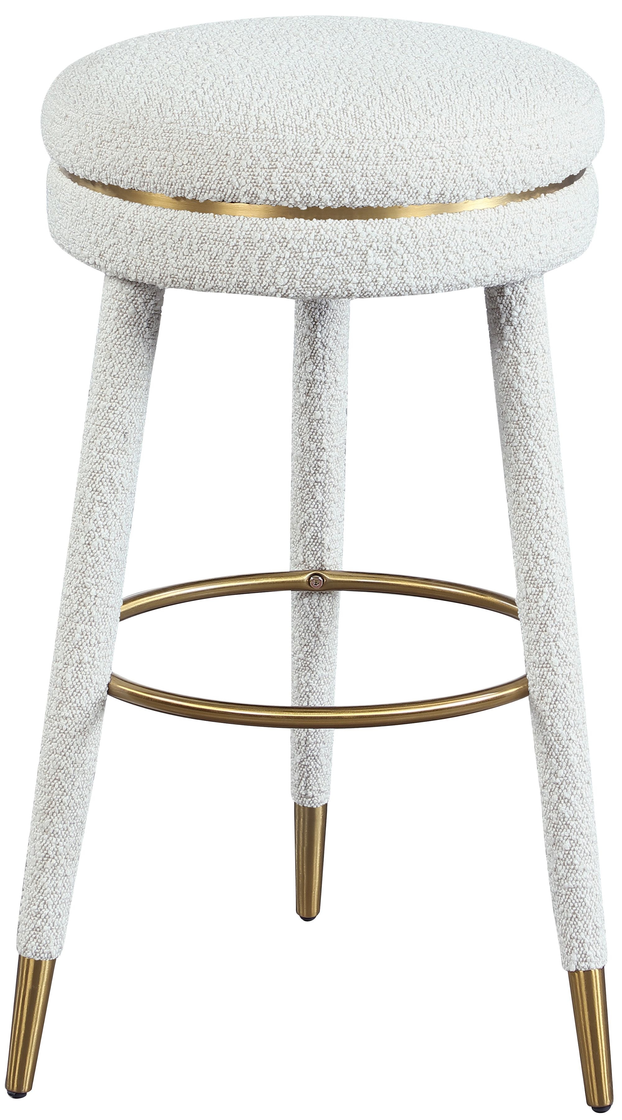 Coral Boucle Fabric Swivel Bar Stool
