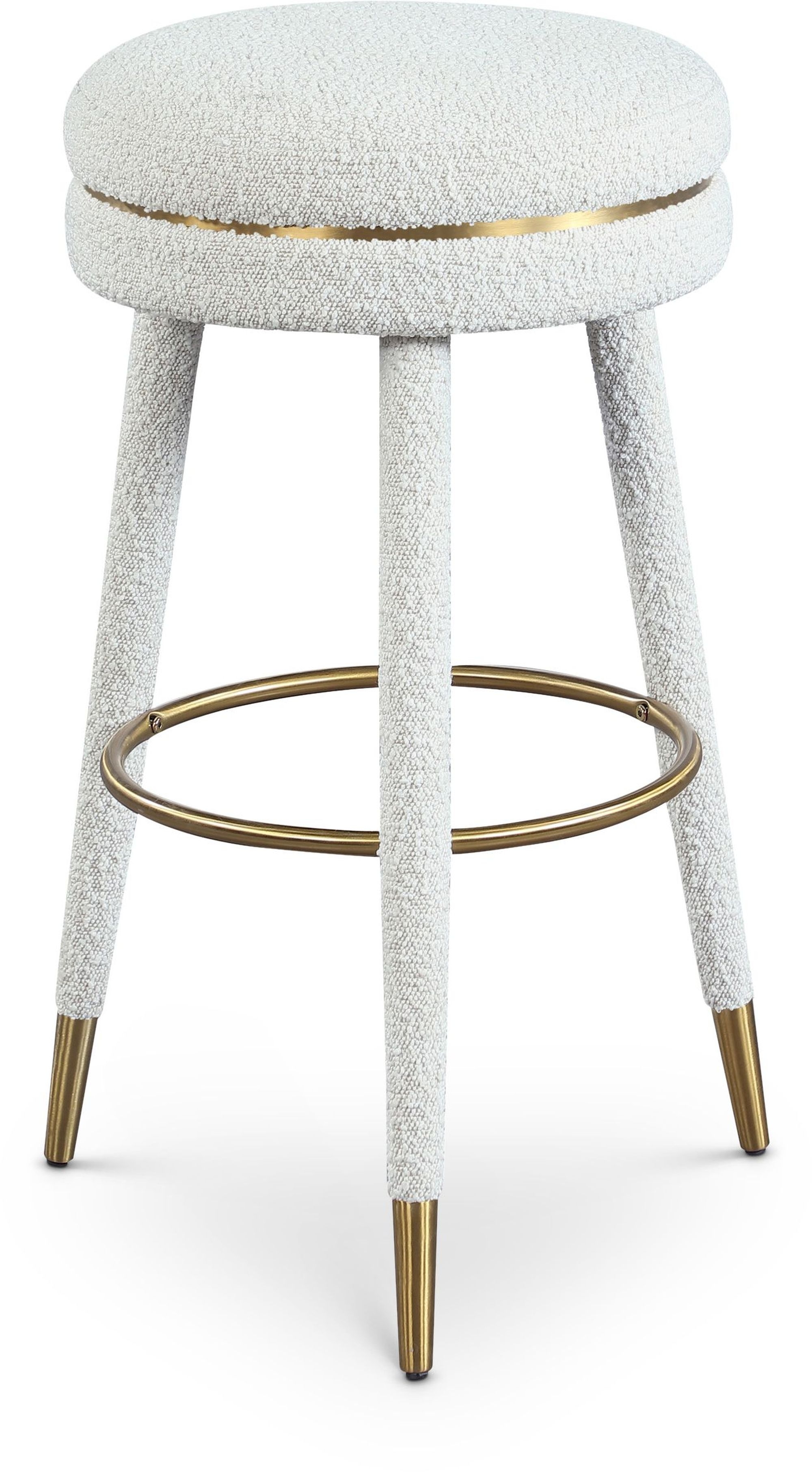 Coral Boucle Fabric Swivel Bar Stool