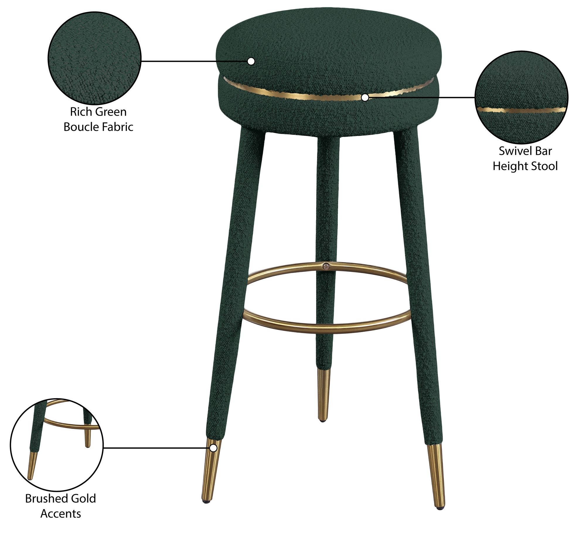 Coral Boucle Fabric Swivel Bar Stool