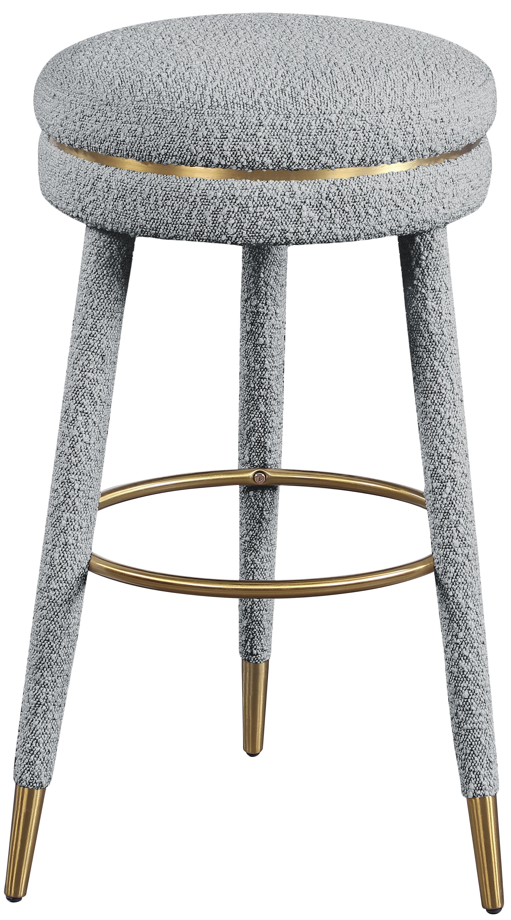Coral Boucle Fabric Swivel Bar Stool
