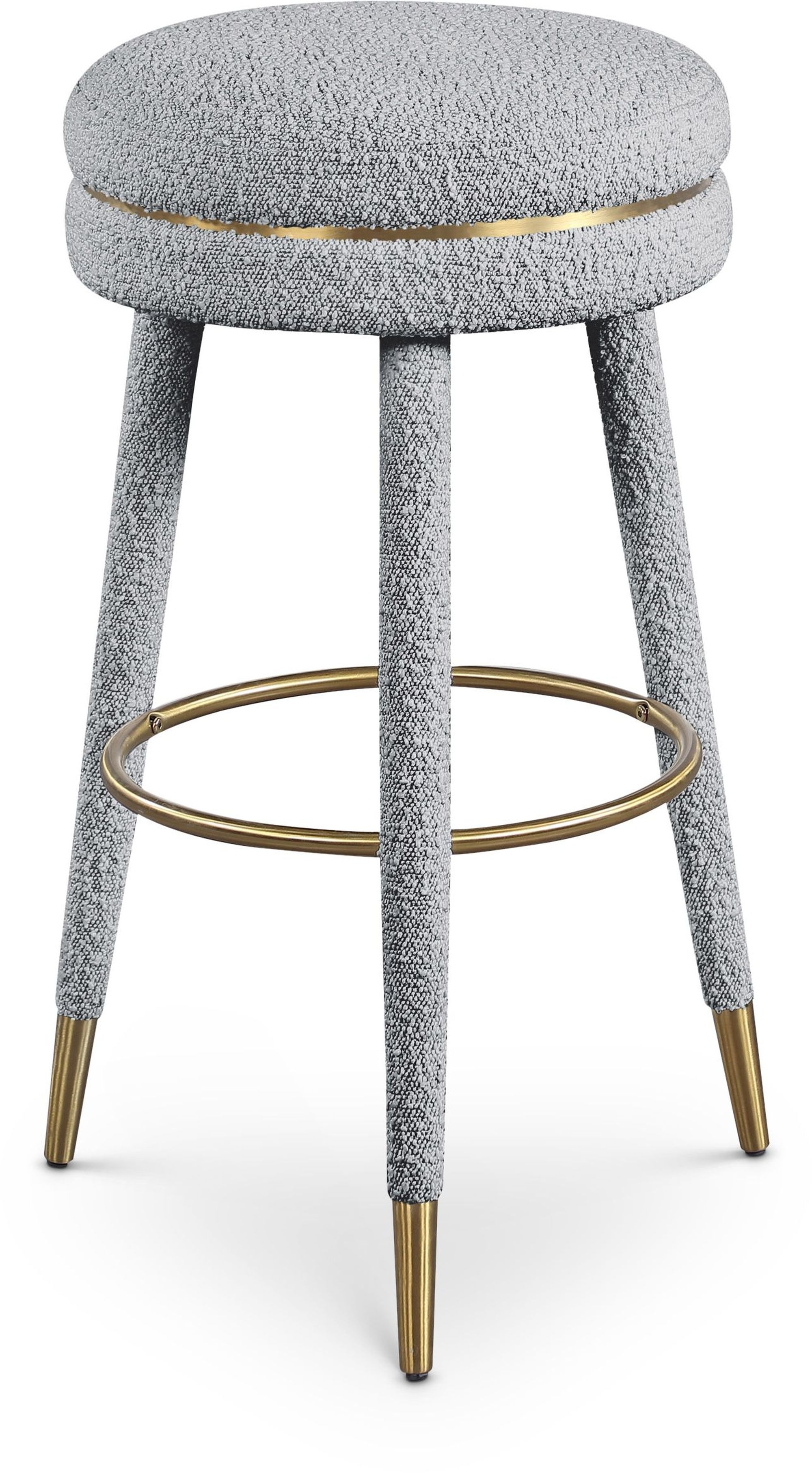 Coral Boucle Fabric Swivel Bar Stool