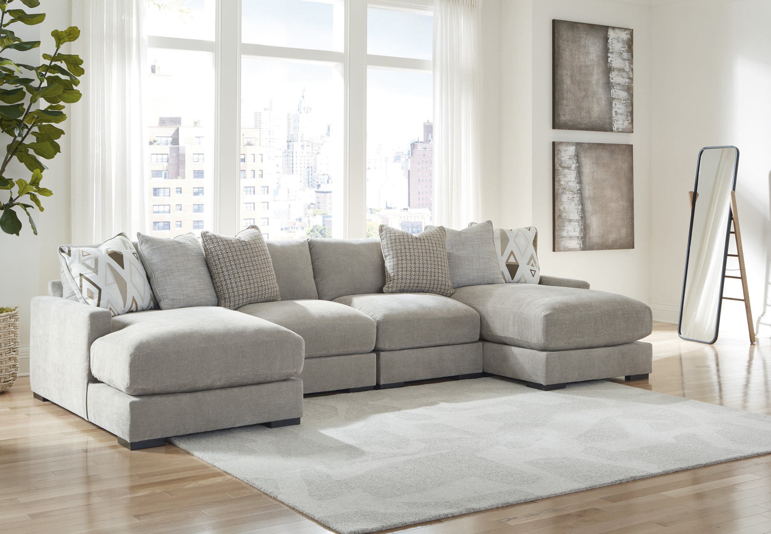 Aslan Court Fabric 4-Piece Sofa Pit Sectional