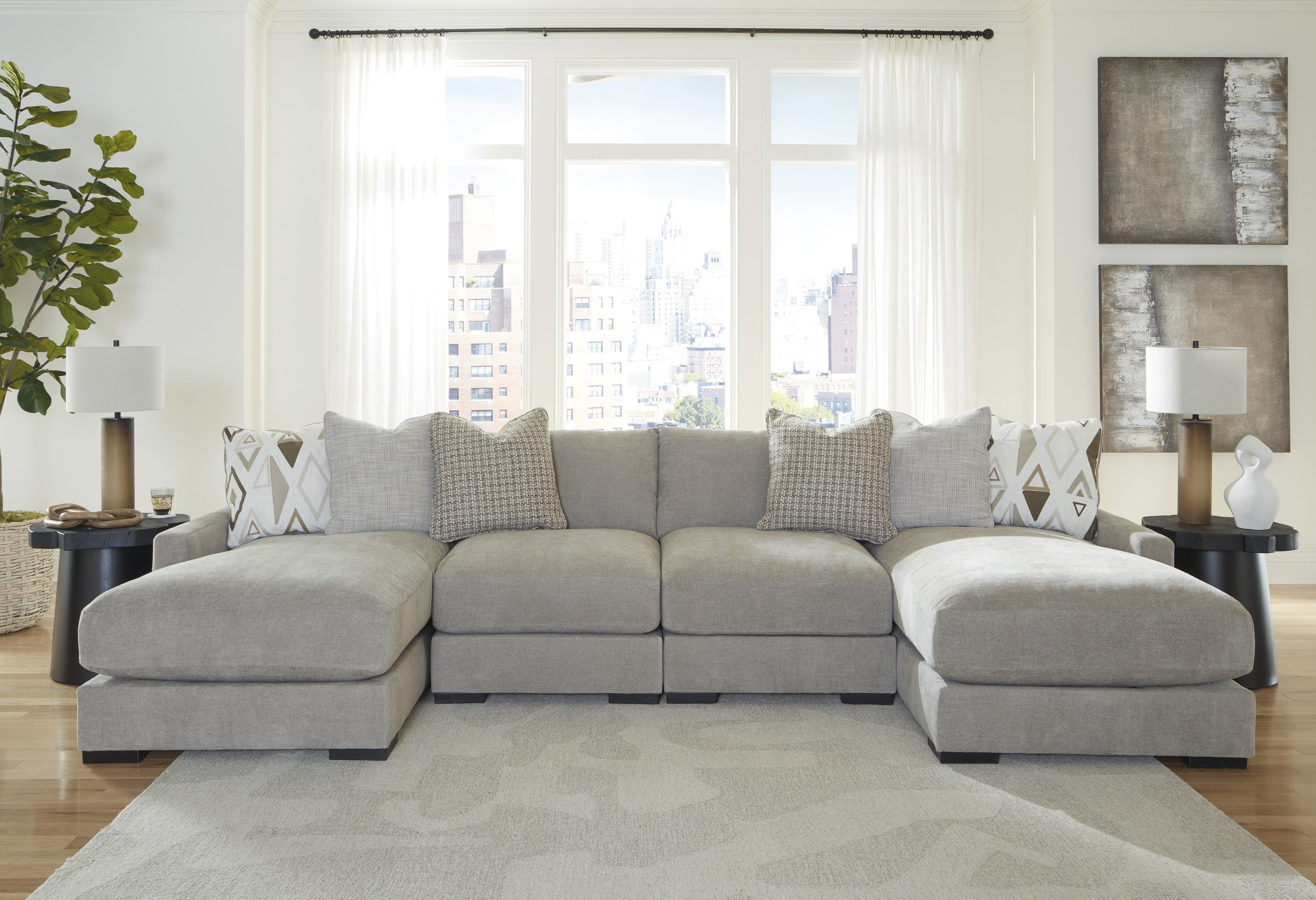 Aslan Court Fabric 4-Piece Sofa Pit Sectional