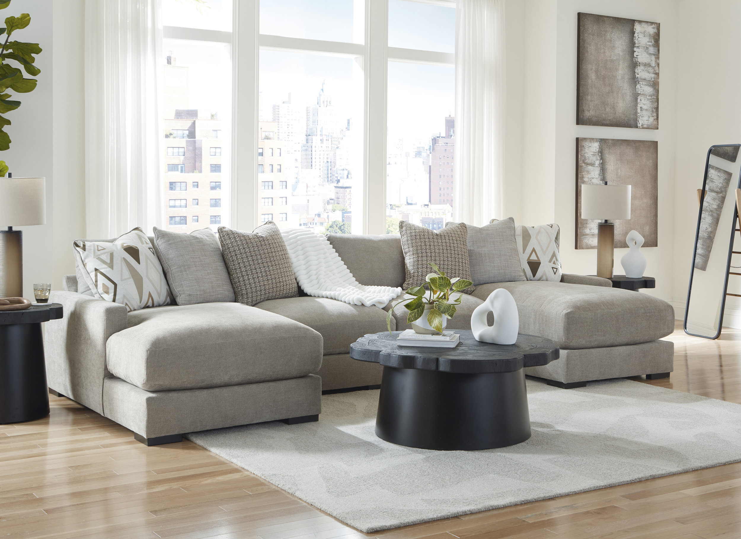 Aslan Court Fabric 4-Piece Sofa Pit Sectional