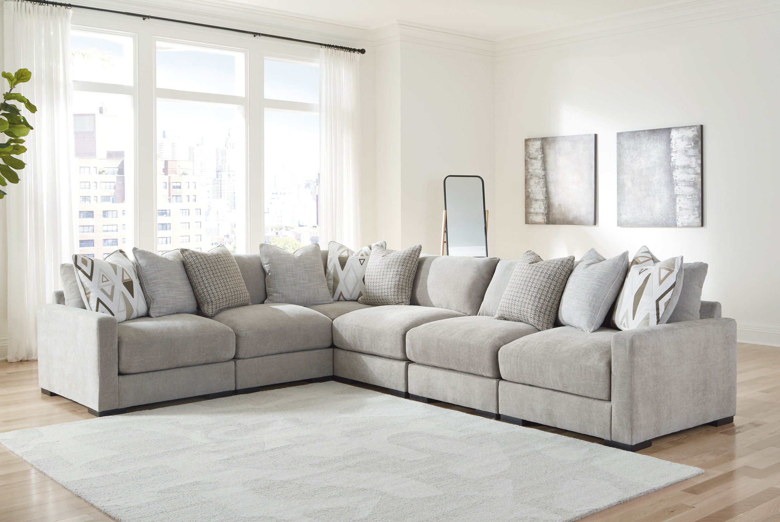 Snapshot  Benchcraft Living Room Aslan Court 6-Piece Sectional with Chaise 20305S7 at iFurnish