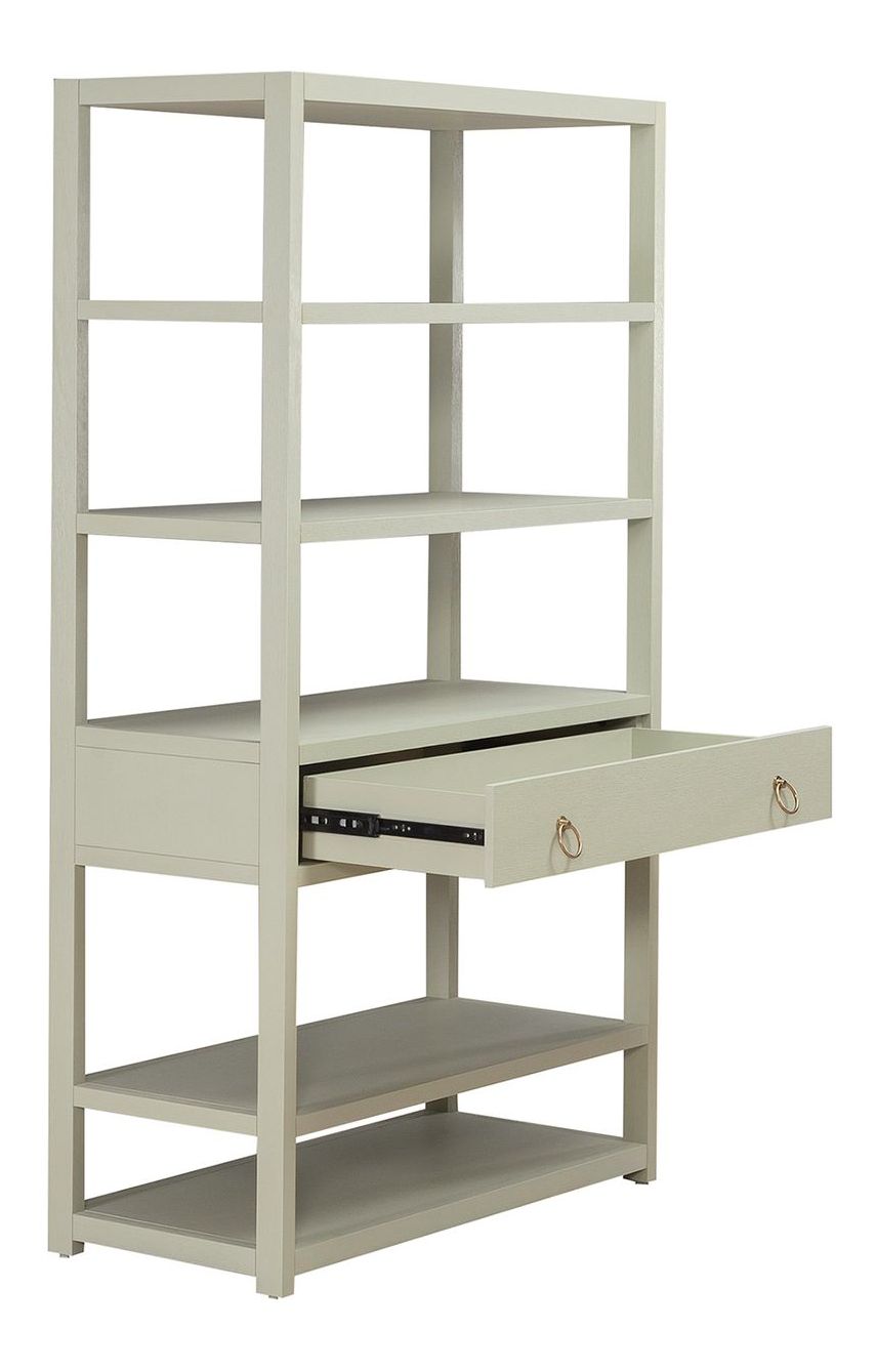 East End MDF & Wood Veneer Accent Bookcase w/6 Shelf & Drawer