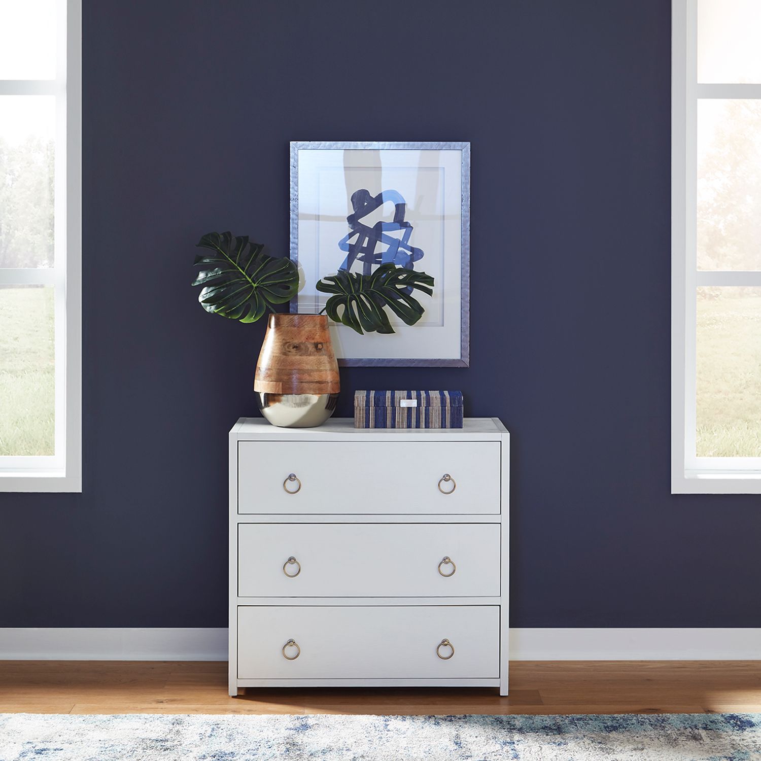 East End MDF & Wood Veneer Accent Cabinet w/3 Drawers