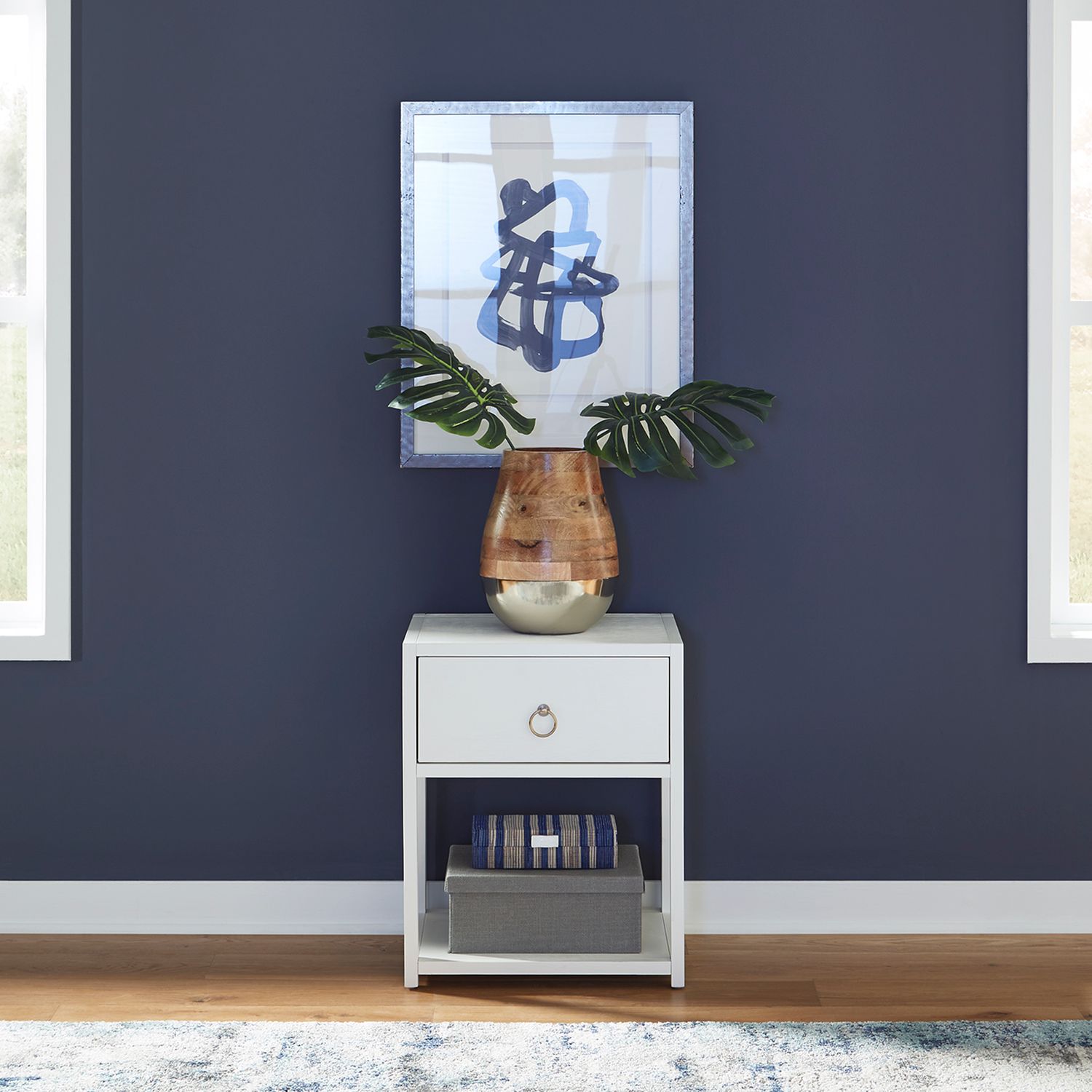 East End Rectangular MDF & Wood Veneer Accent Table w/Shelf & Drawer