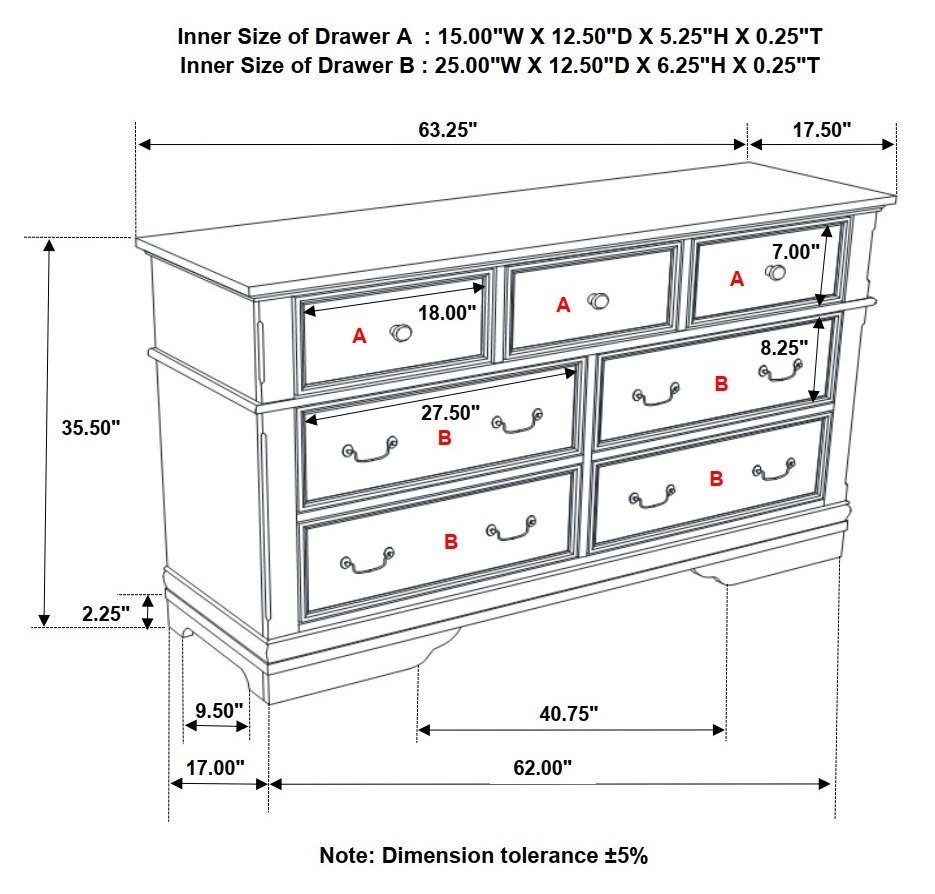 Cambridge Wood Dresser w/7 Drawers