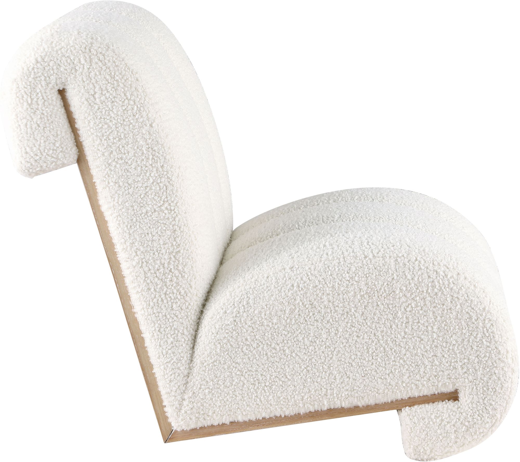 Swoon Faux Sheepskin Accent Chair with White Oak Veneer Base