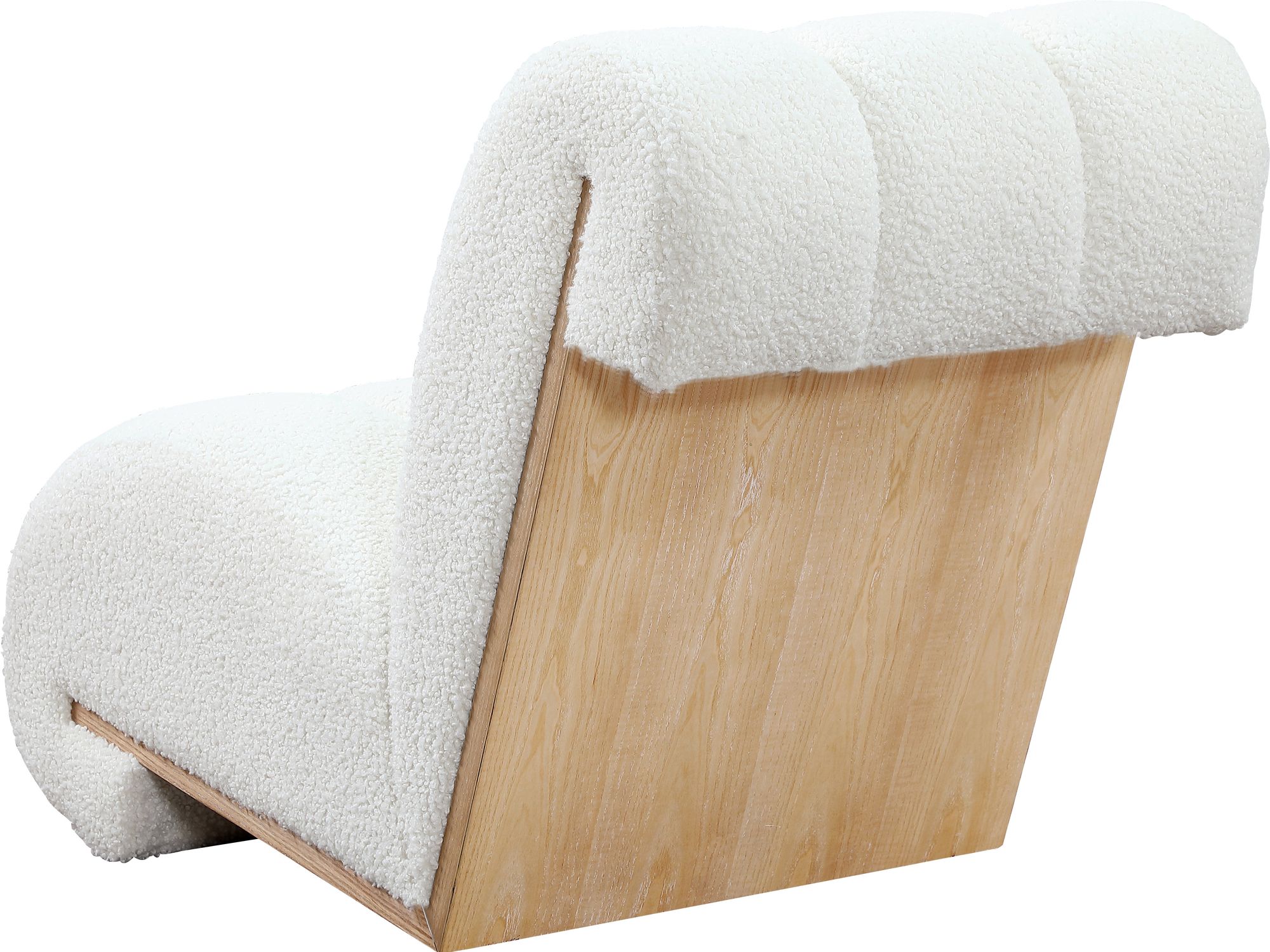 Swoon Faux Sheepskin Accent Chair with White Oak Veneer Base
