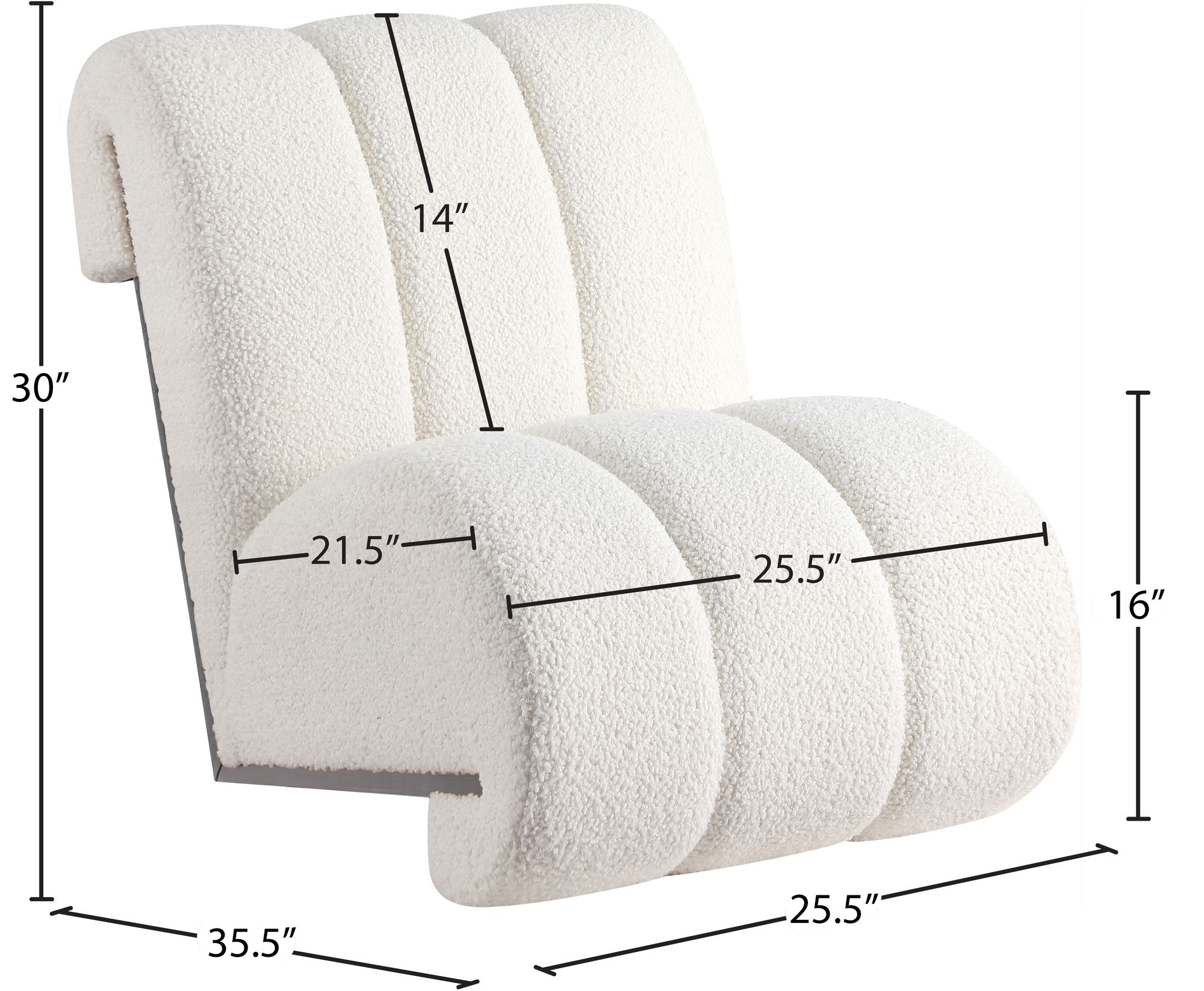 Swoon Faux Sheepskin Accent Chair with White Oak Veneer Base