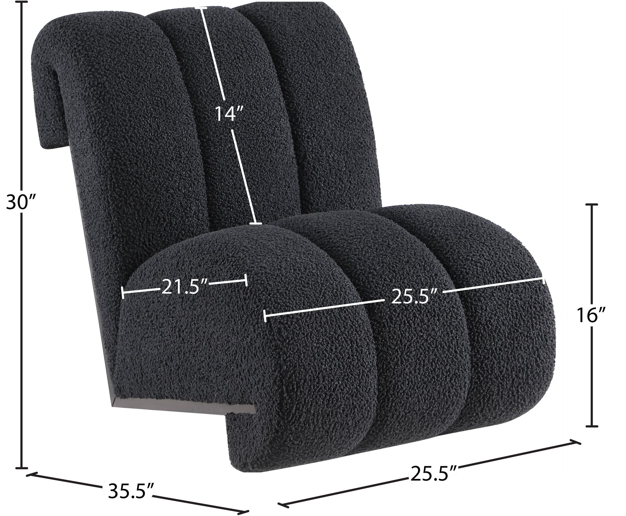 Swoon Faux Sheepskin Accent Chair with Black Oak Veneer Base