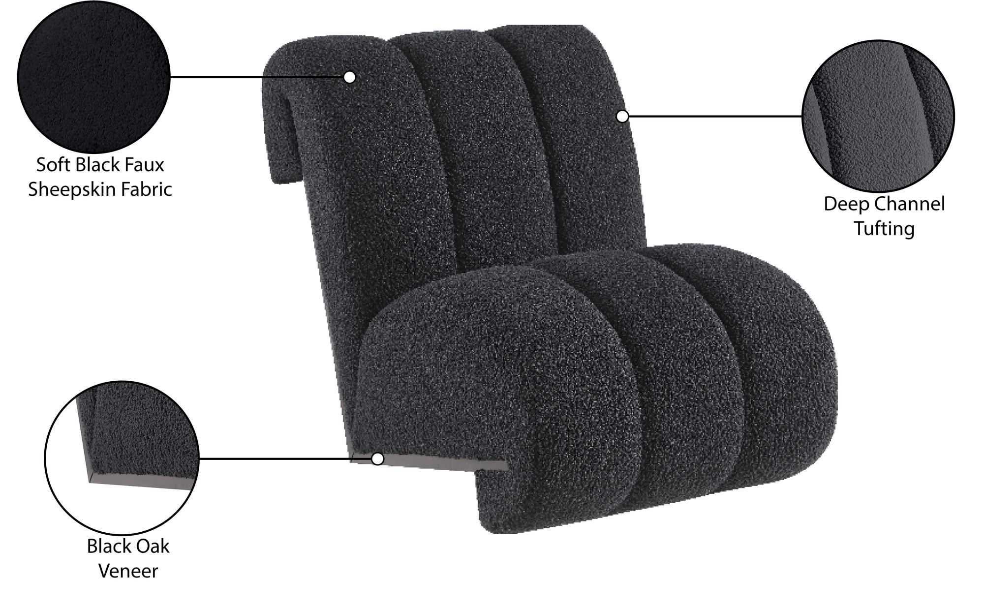 Swoon Faux Sheepskin Accent Chair with Black Oak Veneer Base