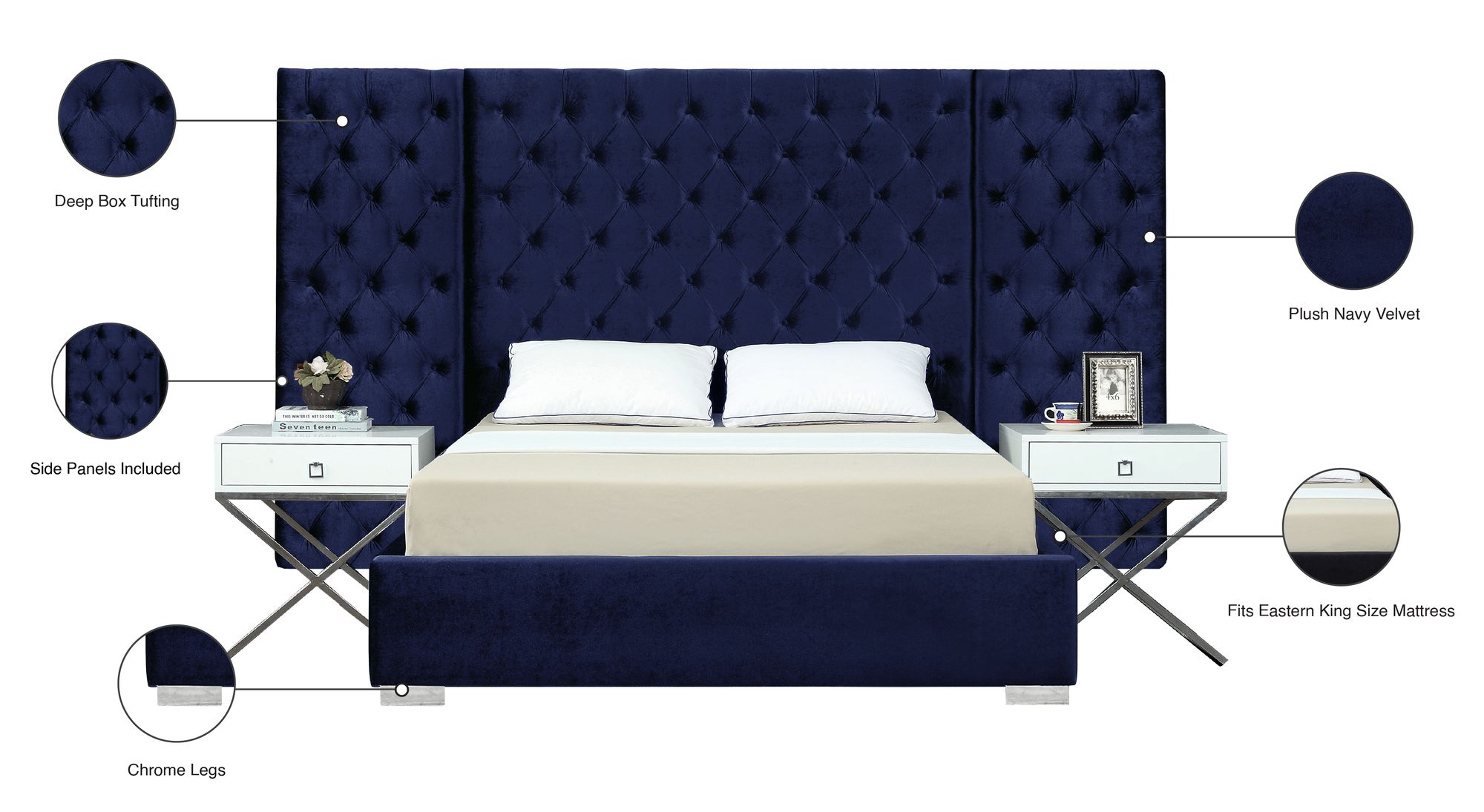 Grande Velvet King Size Bed
