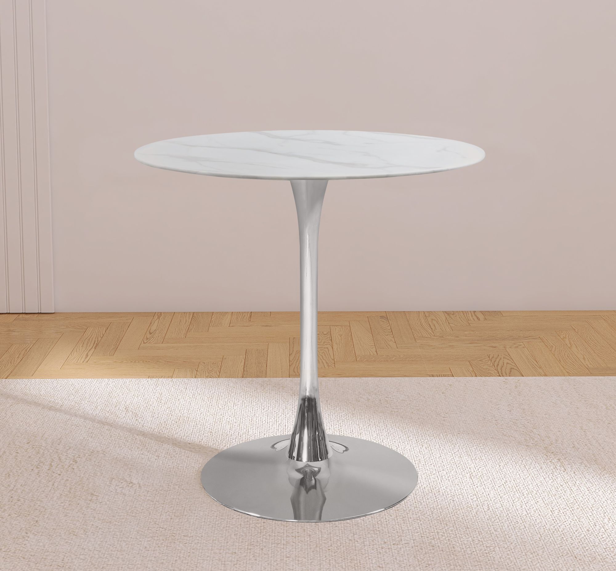 Tulip 36" Round Glass Counter Height Table with Chrome Base