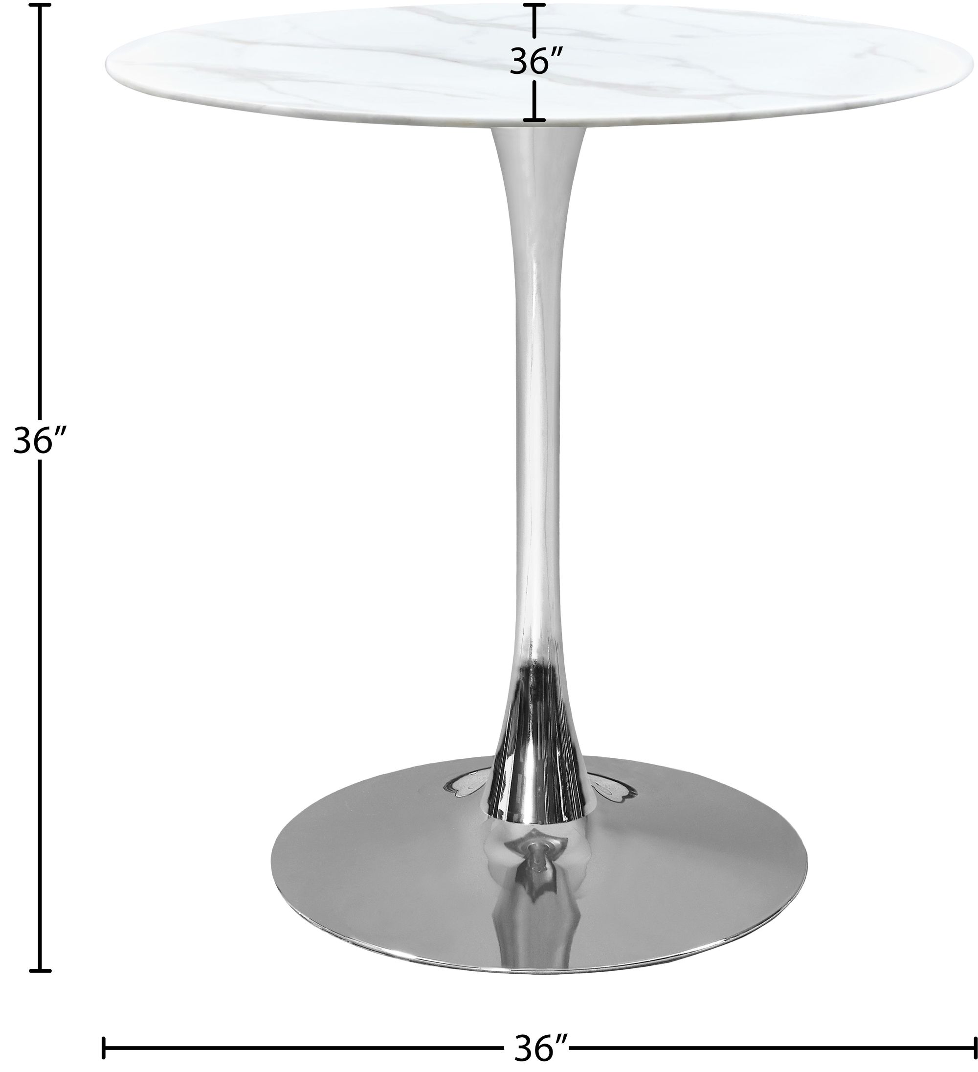 Tulip 36" Round Glass Counter Height Table with Chrome Base