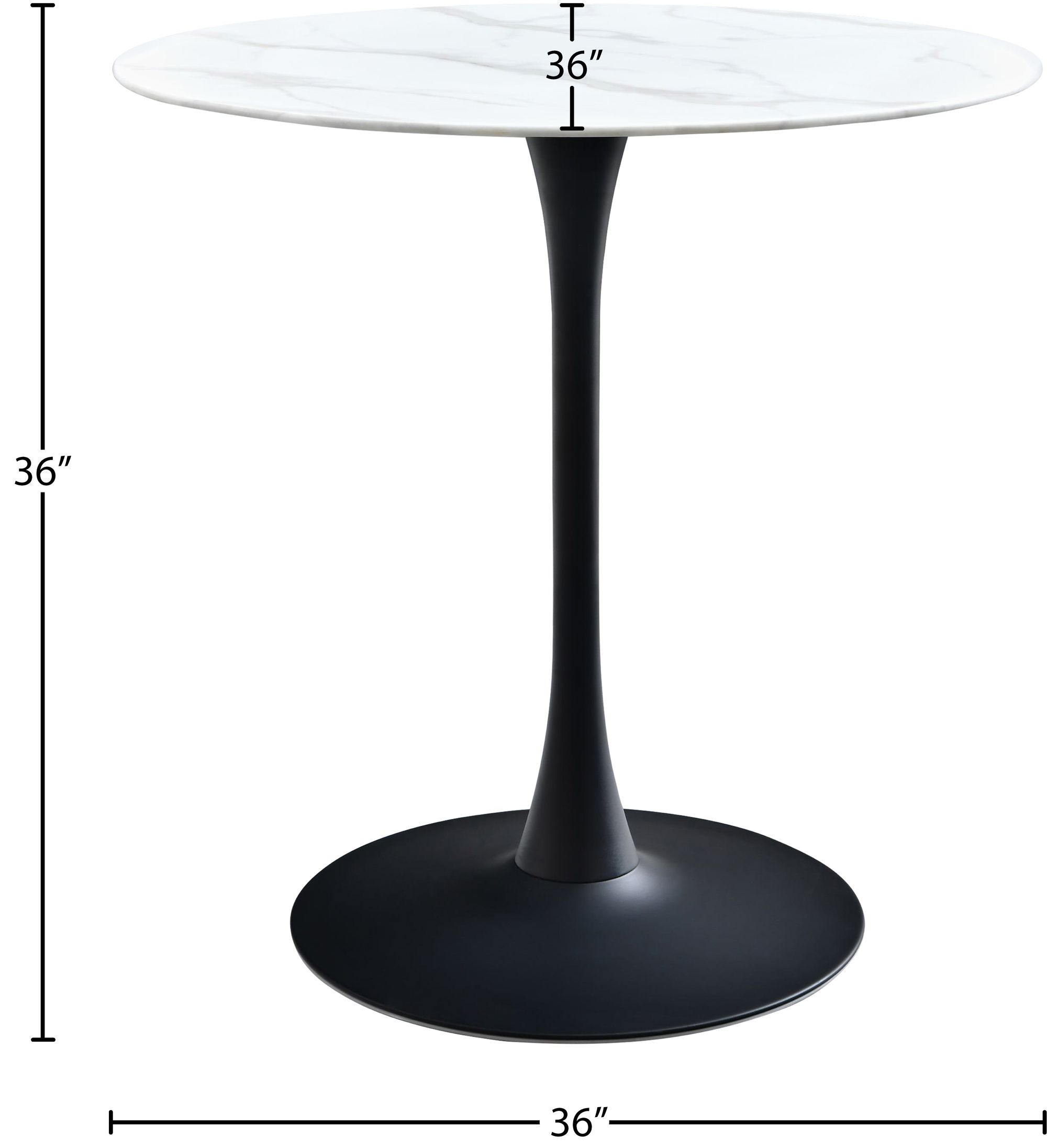 Tulip 36" Round Glass Counter Height Table with Matte Black Base