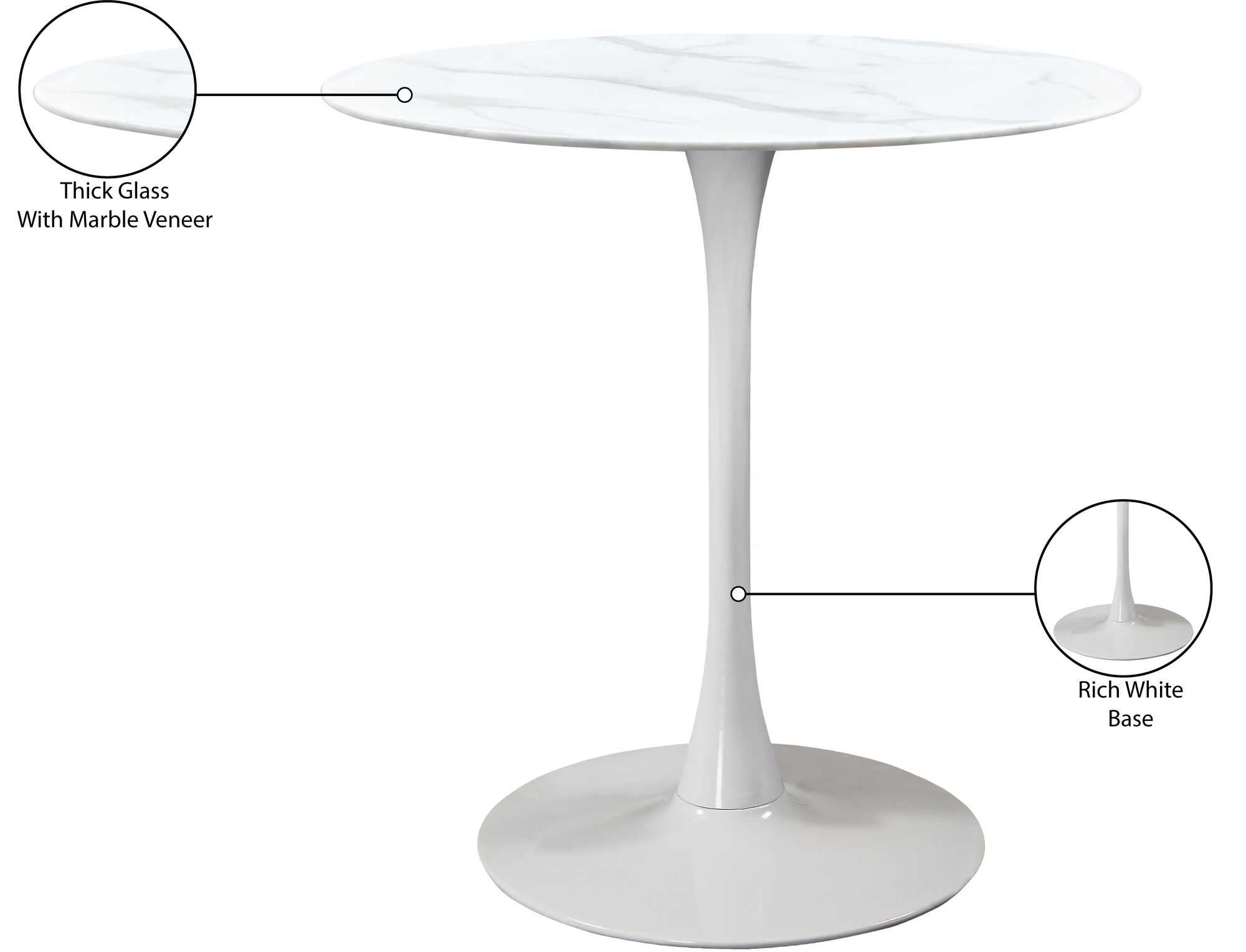 Tulip 36" Round Glass Counter Height Table