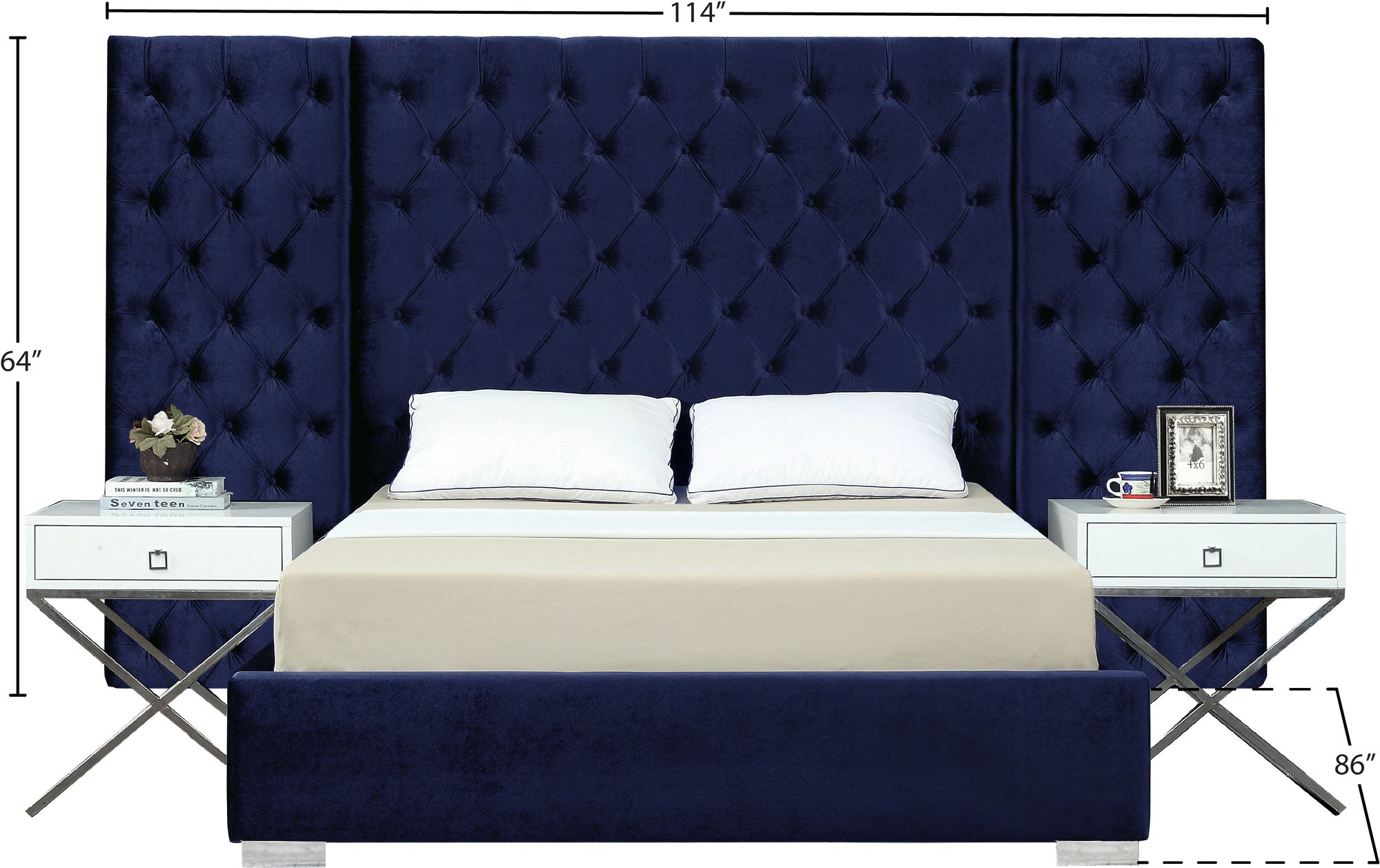 Grande Velvet Queen Size Bed