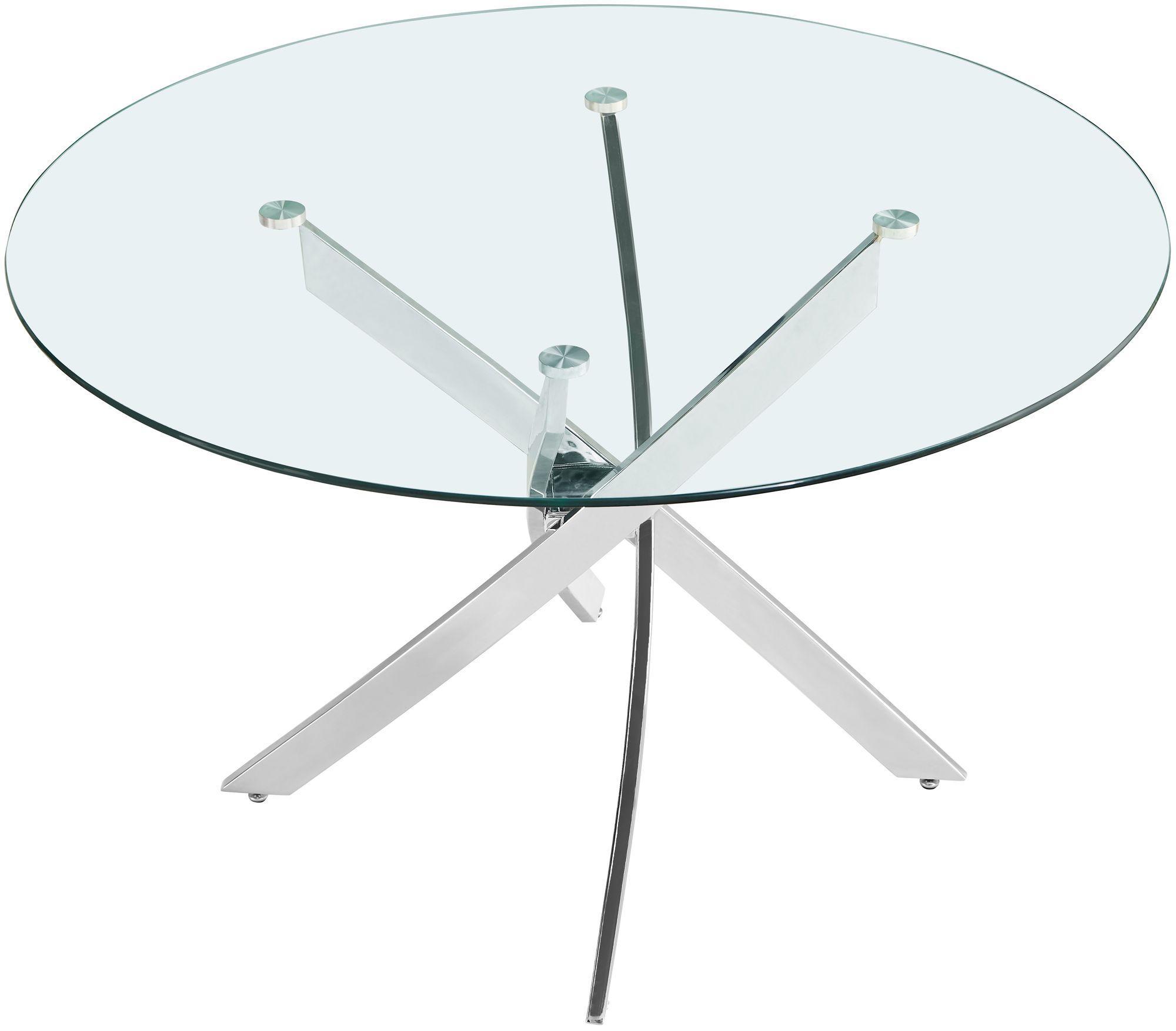 Xander 48" Round Glass Dining Table with Chrome Metal Base