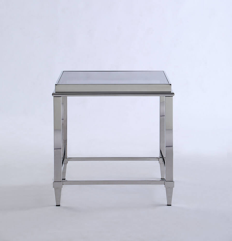 2035 Square Lamp Table w/Glass Top & Gray Trim