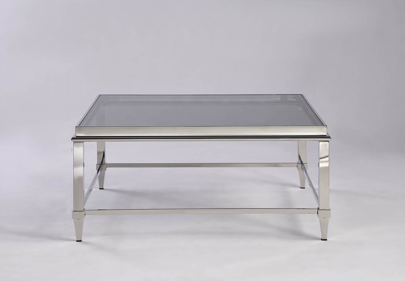 2035 Square Coffee Table w/Glass Top & Gray Trim
