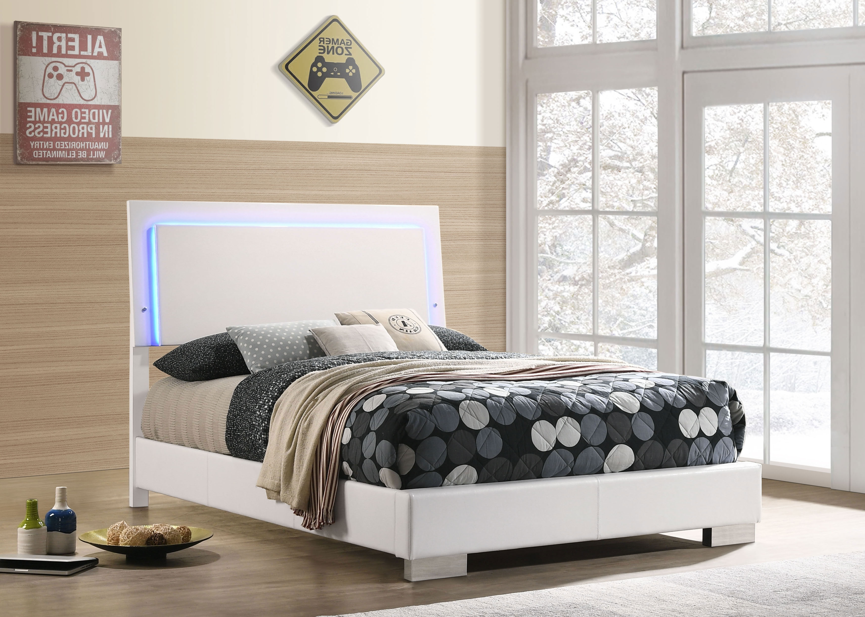 Felicity Panel Bed w/LED Lighting, Full Size