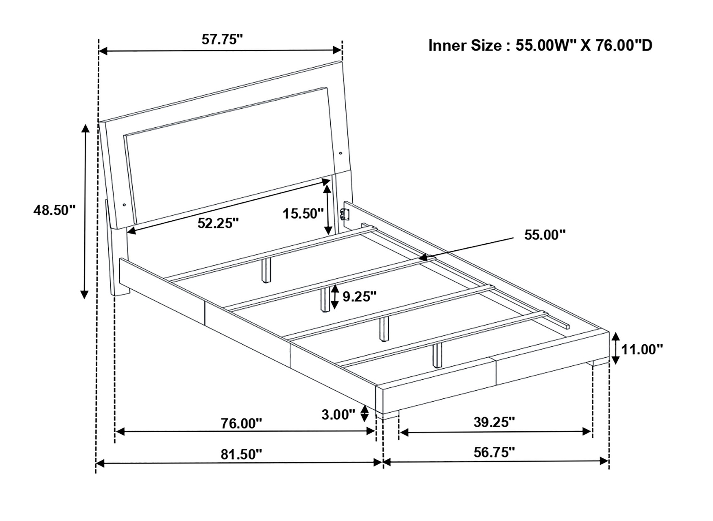 Felicity Panel Bed w/LED Lighting, Full Size