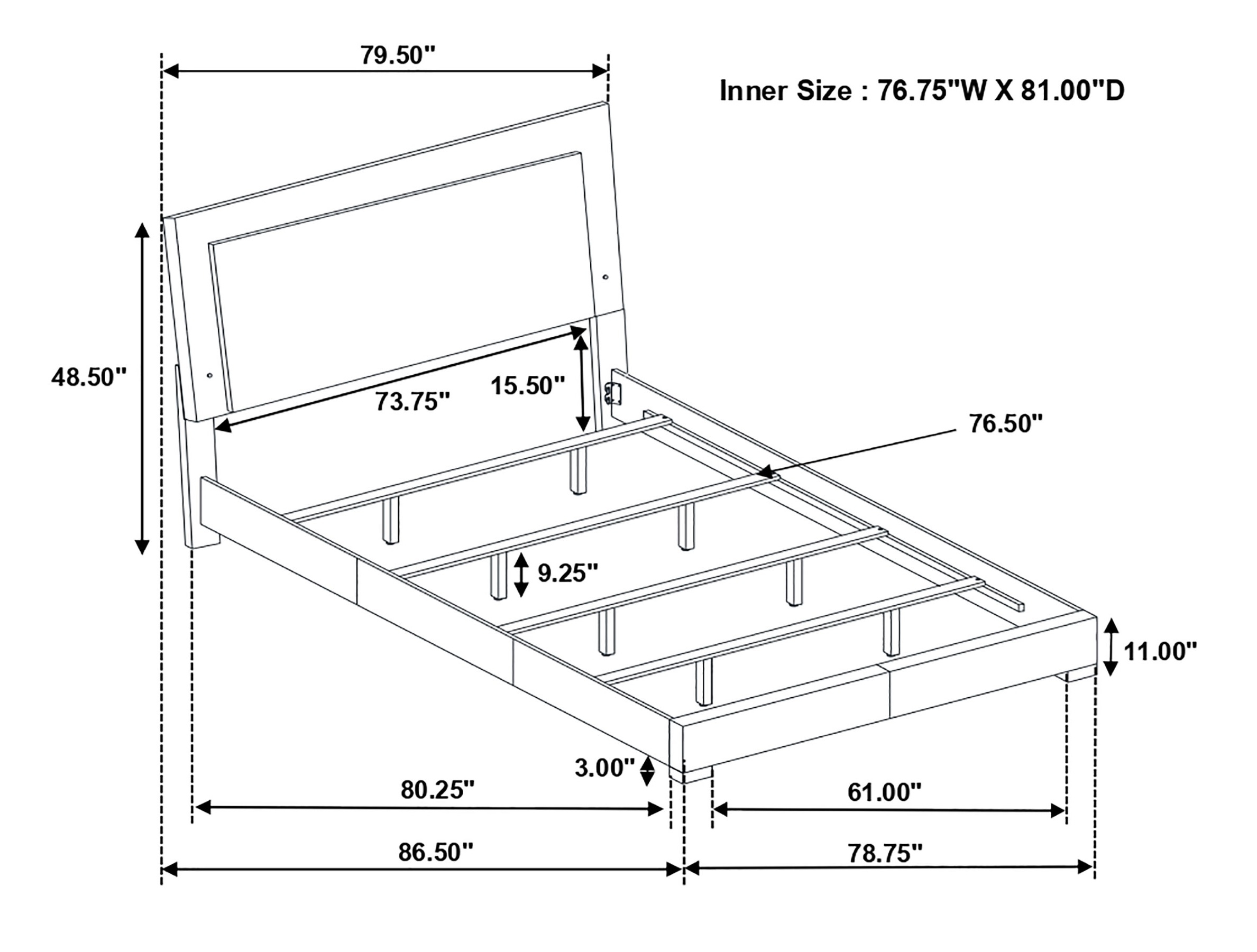 Felicity Panel Bed w/LED Lighting, Eastern King Size