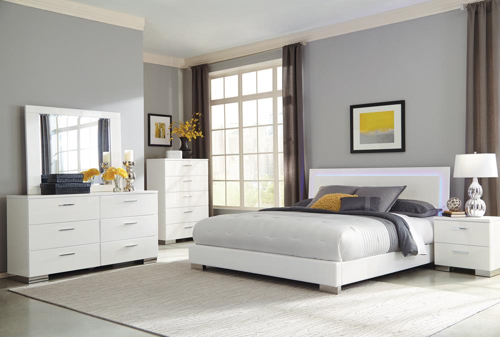 Felicity Panel Bed w/LED Lighting, California King Size