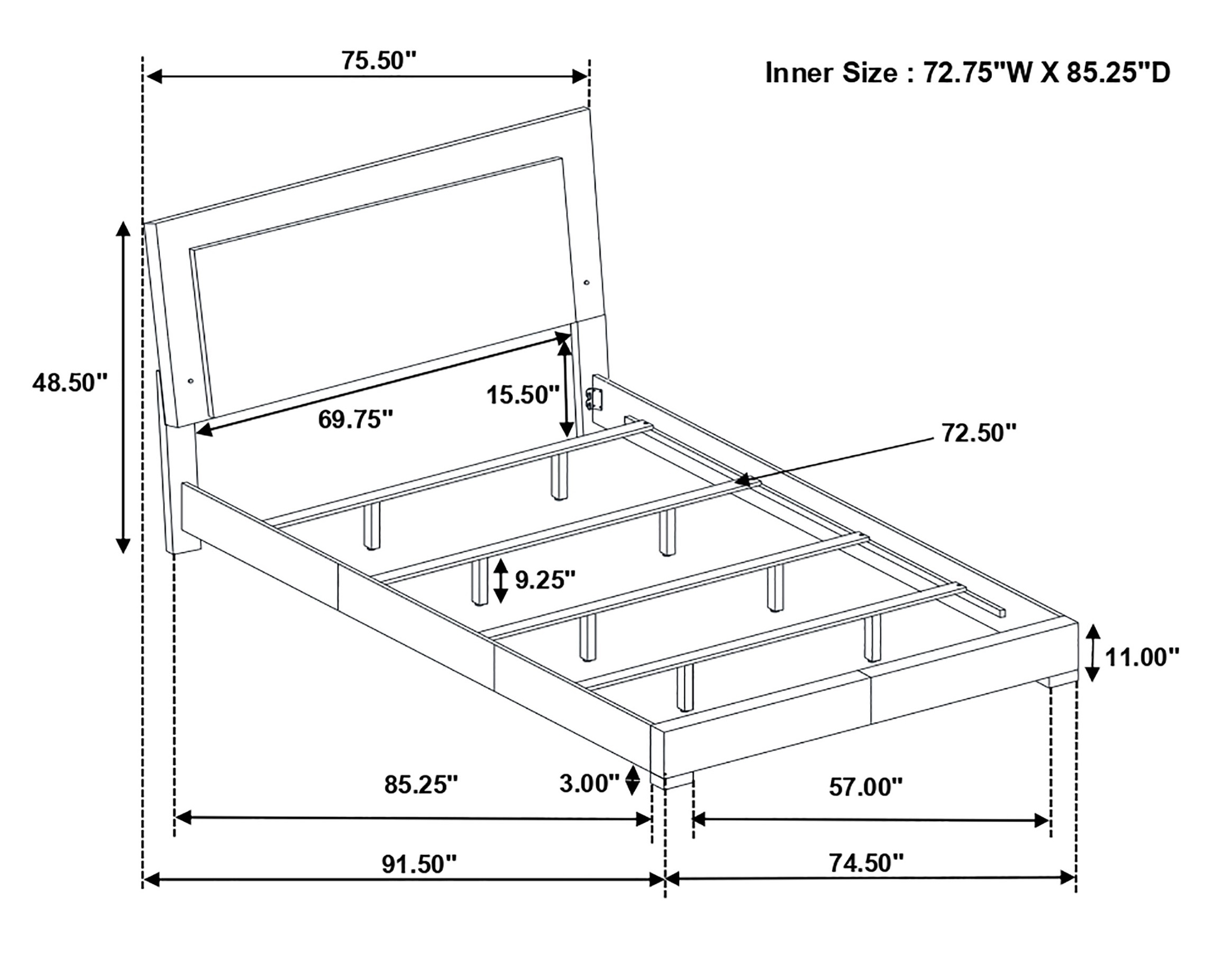 Felicity Panel Bed w/LED Lighting, California King Size
