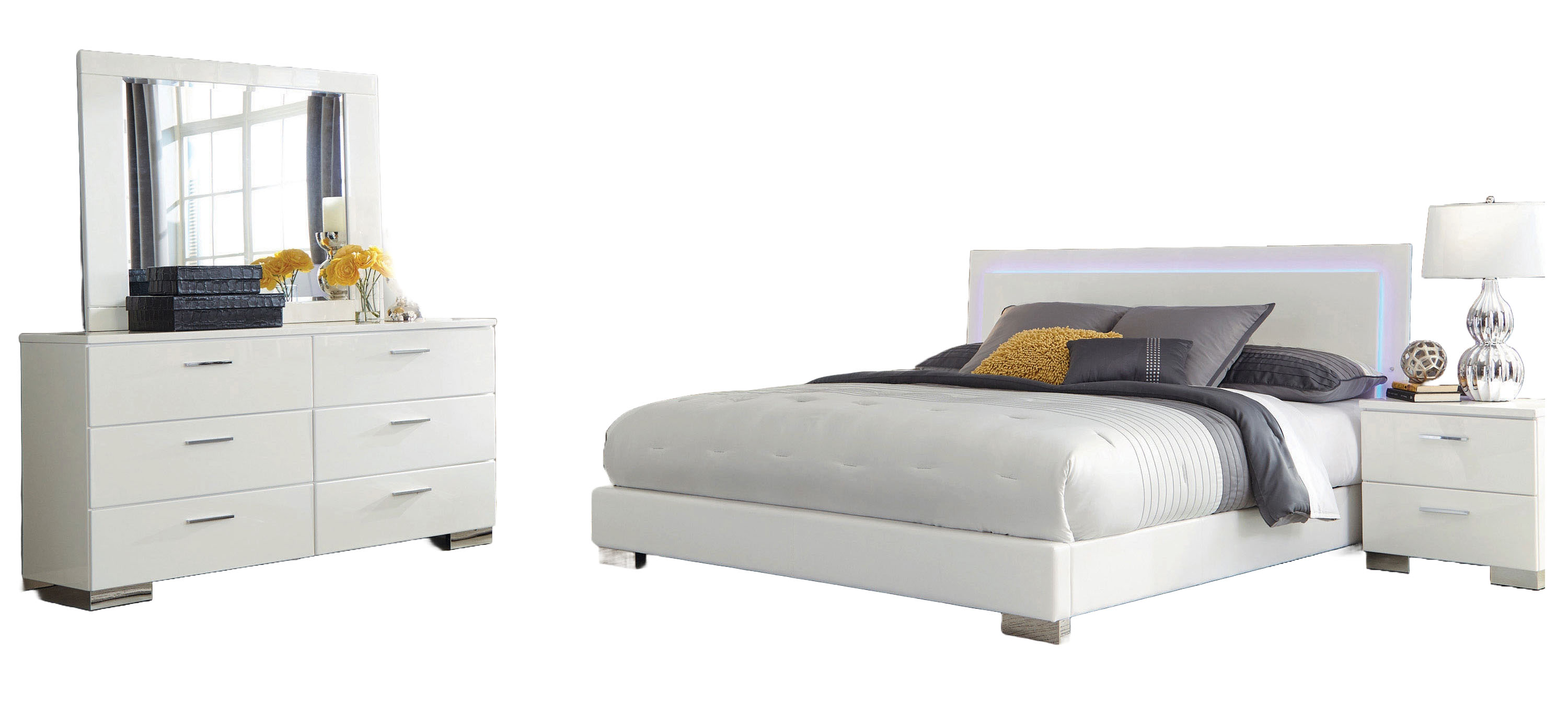 Felicity Panel Bedroom Set w/LED Lighting
