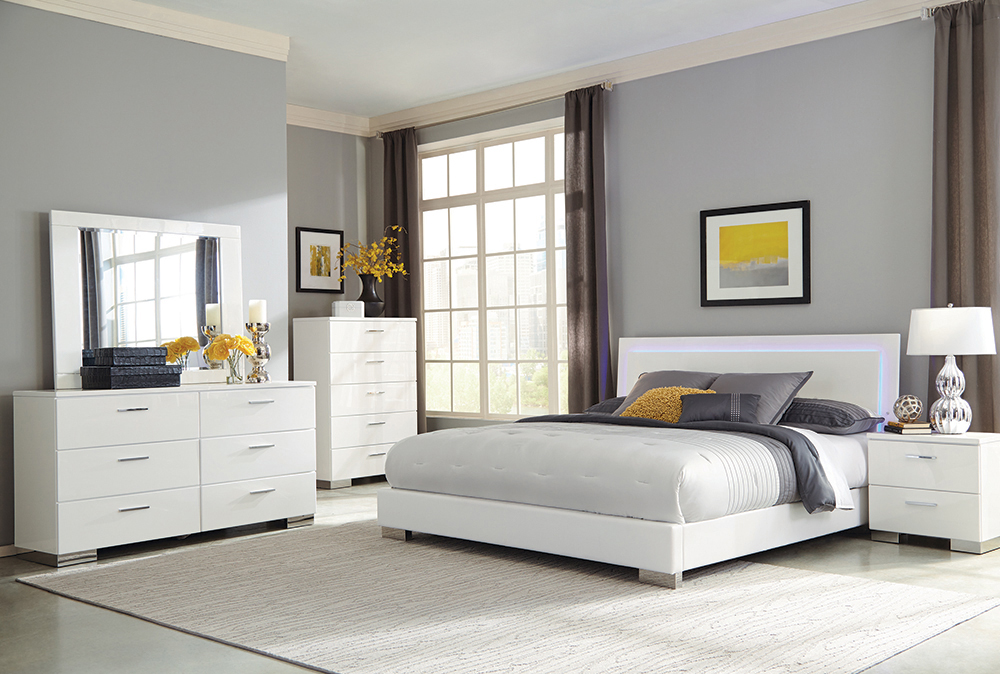 Felicity Panel Bedroom Set w/LED Lighting