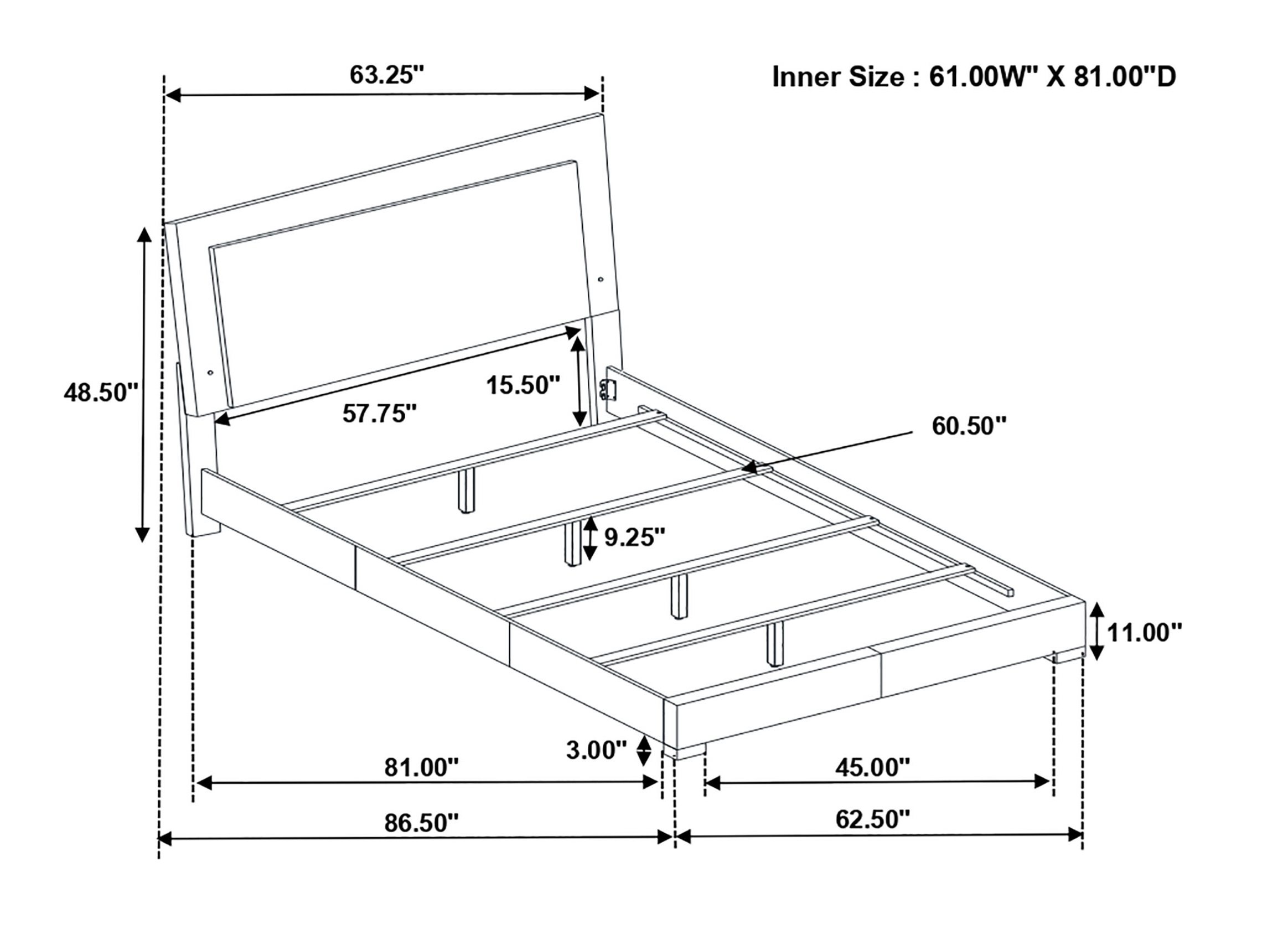 Felicity Panel Bed w/LED Lighting, Queen Size