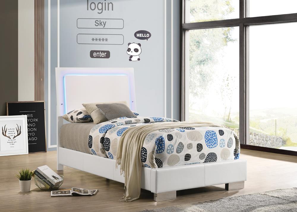 Felicity Panel Bed w/LED Lighting, Twin Size
