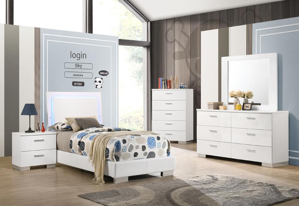 Felicity Panel Bed w/LED Lighting, Twin Size