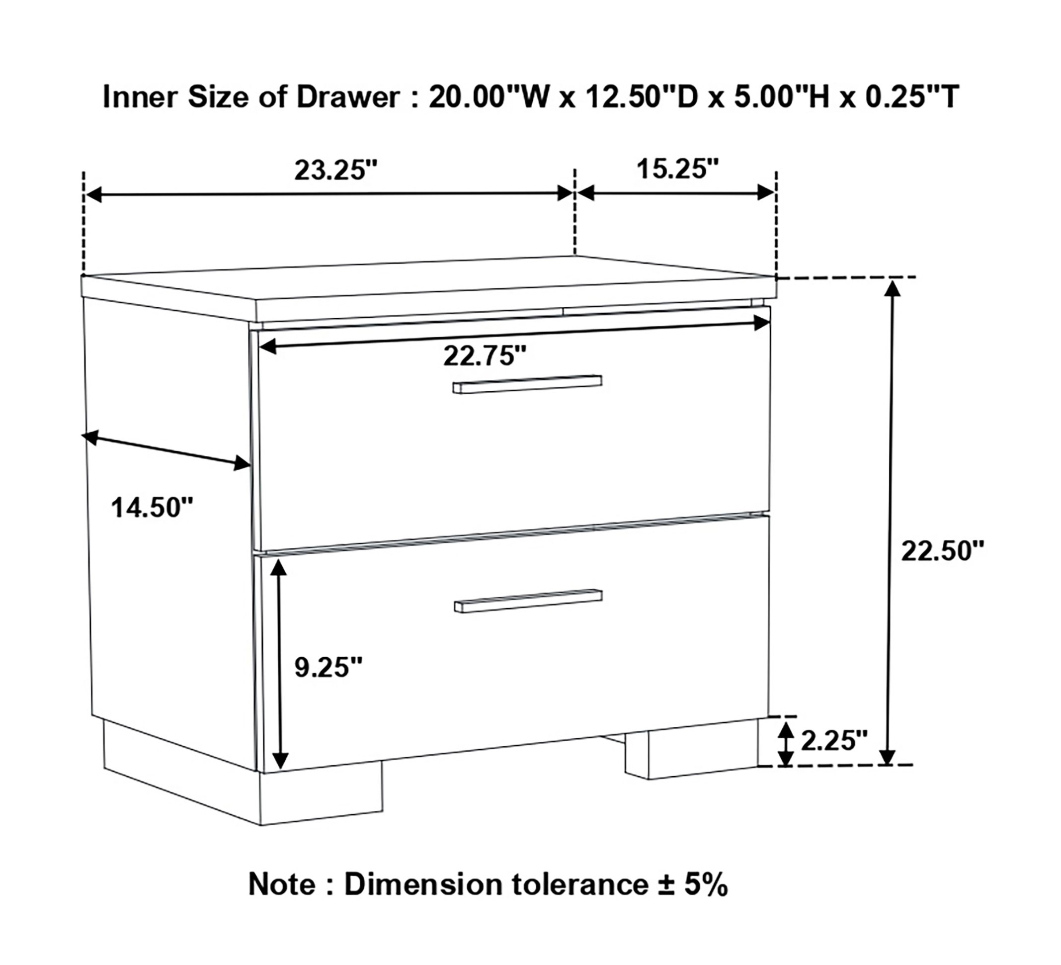 Felicity Wood Nightstand w/2 Drawers